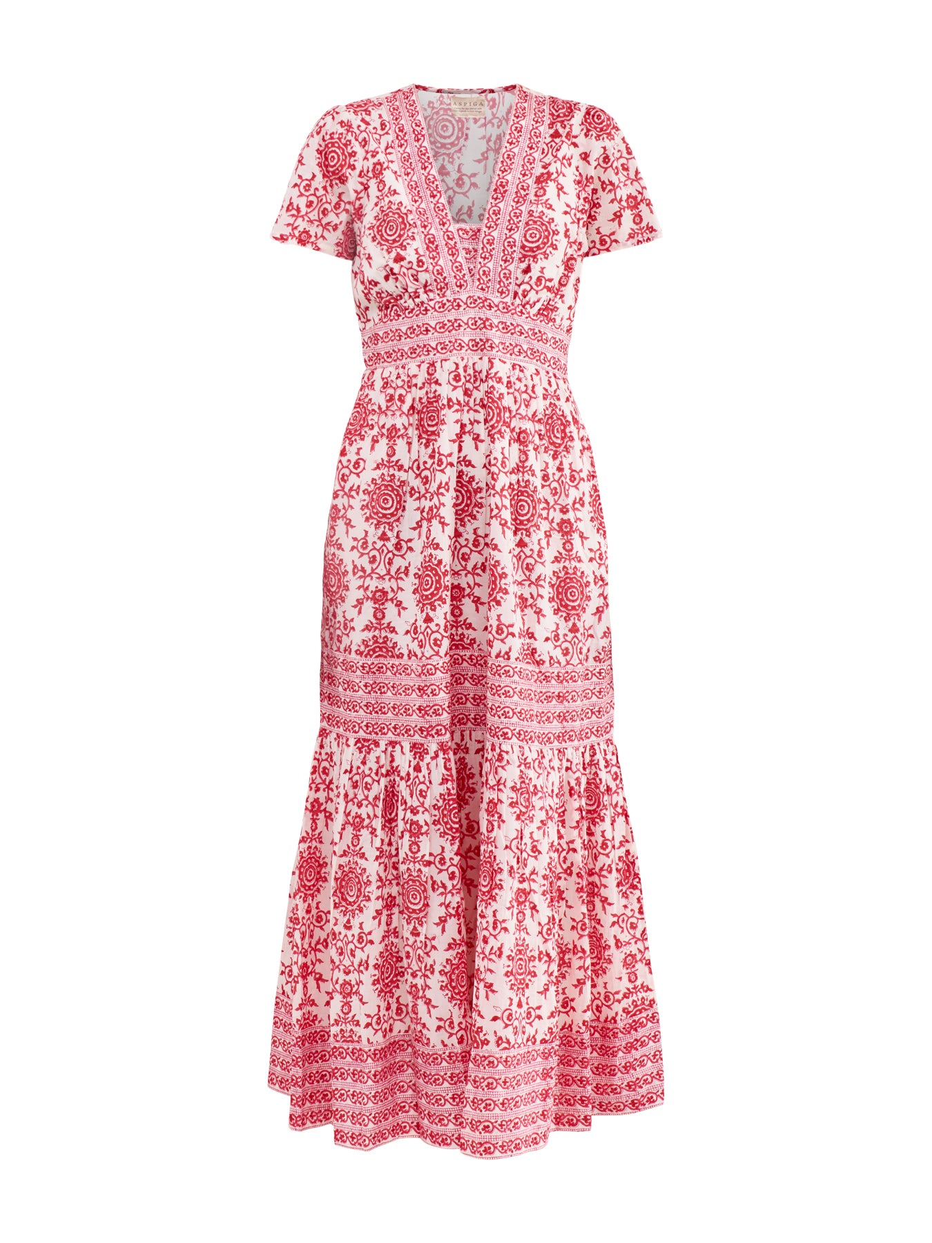 Pippa Organic Cotton Block Print Maxi Dress Red