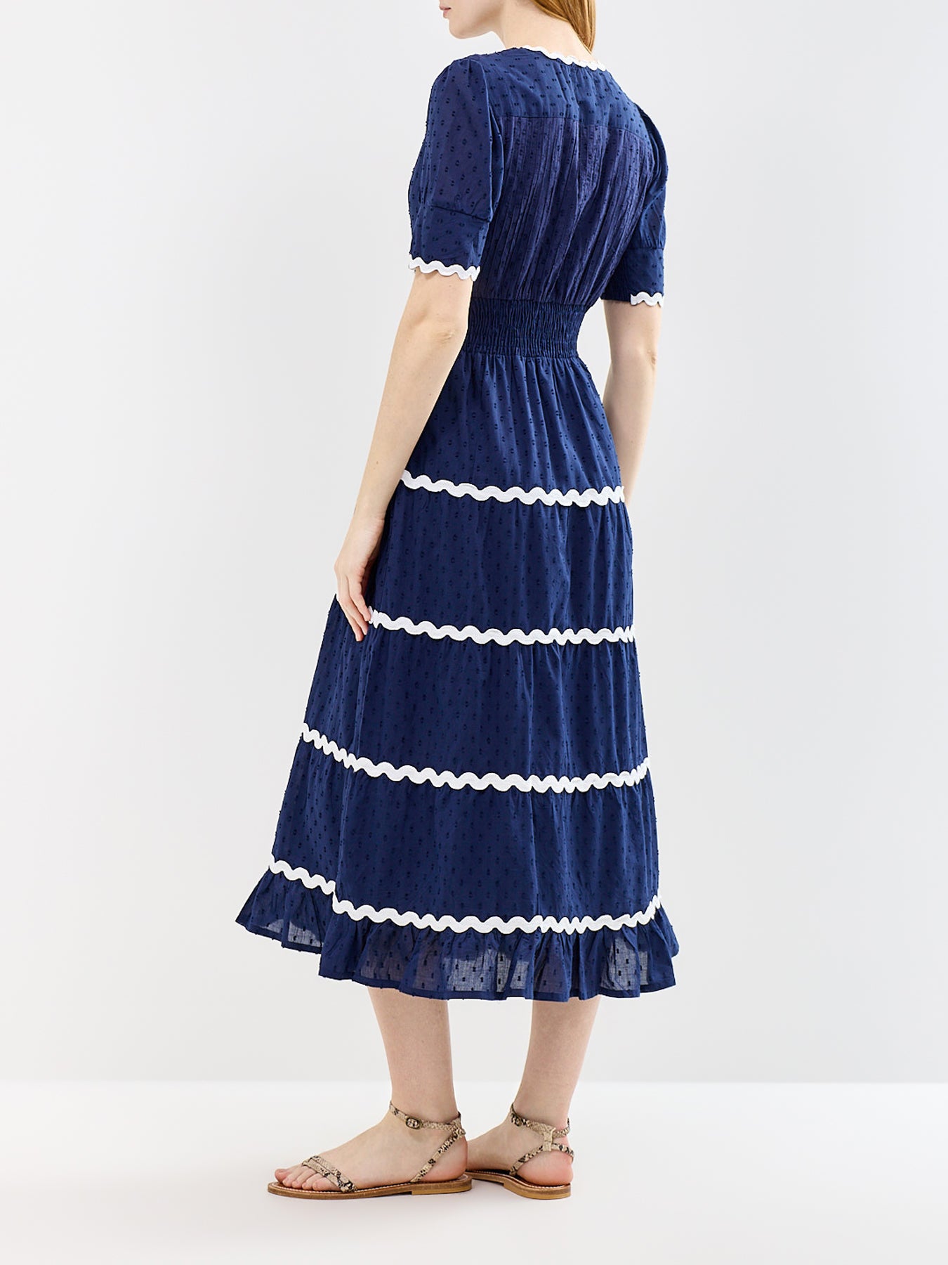 Viola Ric Rac Maxi Dress Navy
