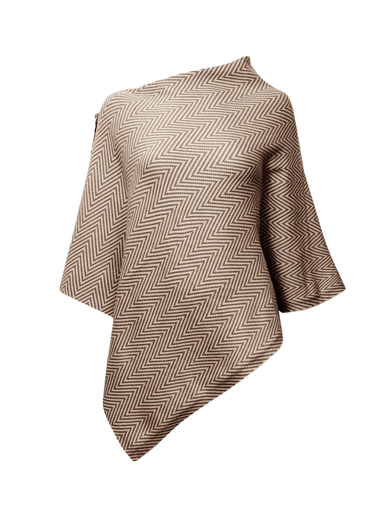 Chevron Button Poncho Coffee