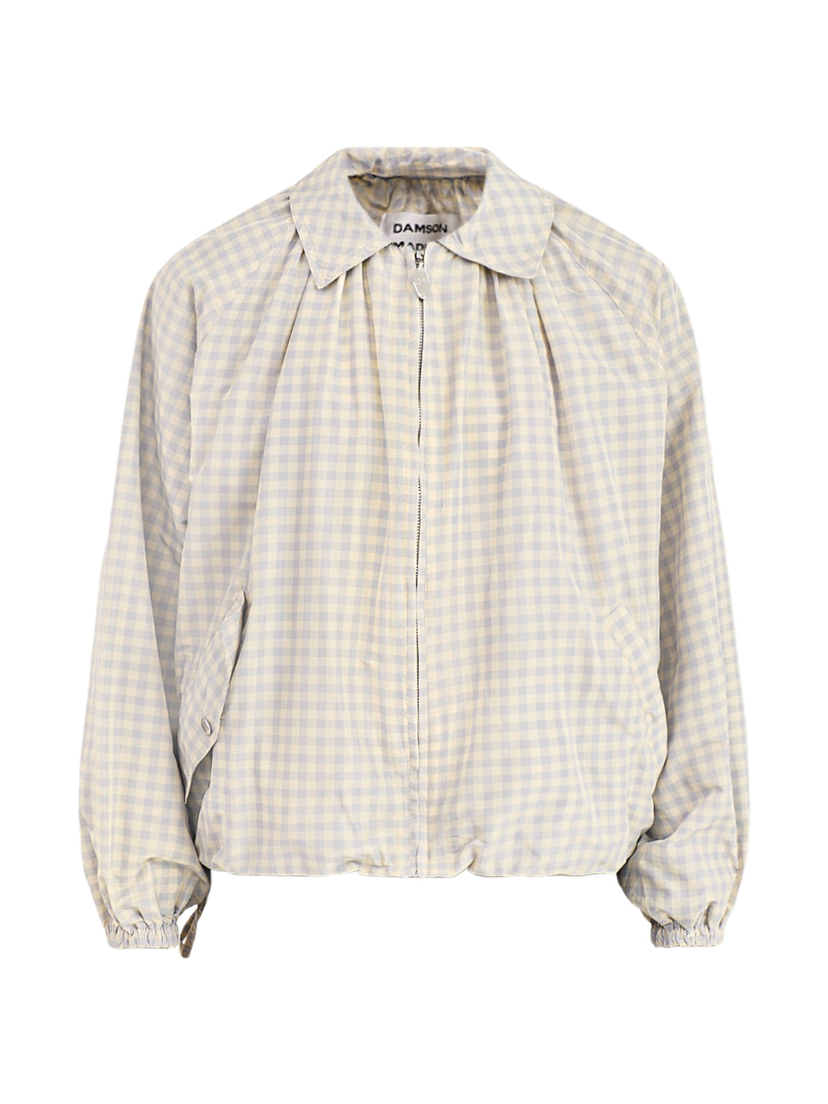 Lailah Lightweight Gingham Bomber Jacket Grey