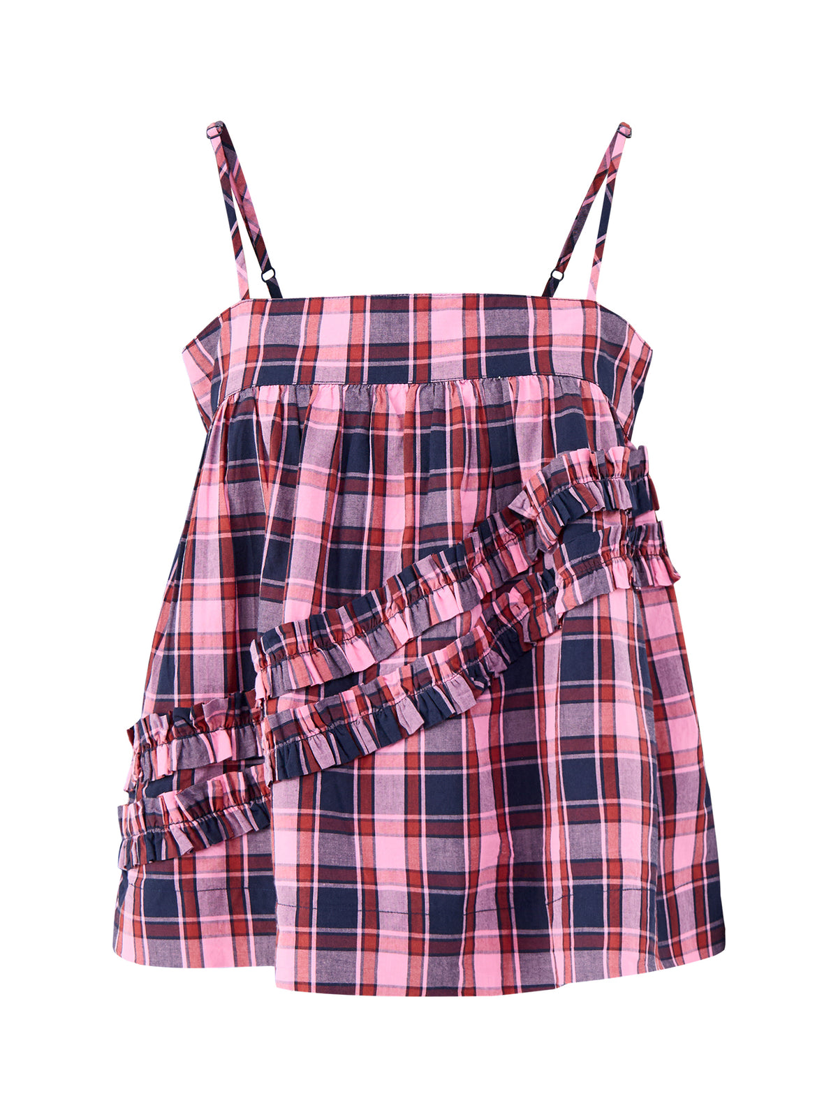 Nyra Ruffle Checked Cami Top