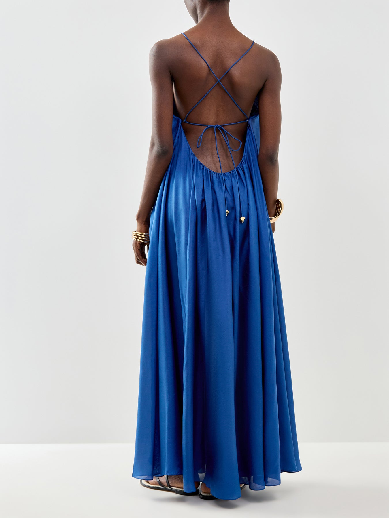 Aster Gathered Bead Maxi Dress Navy