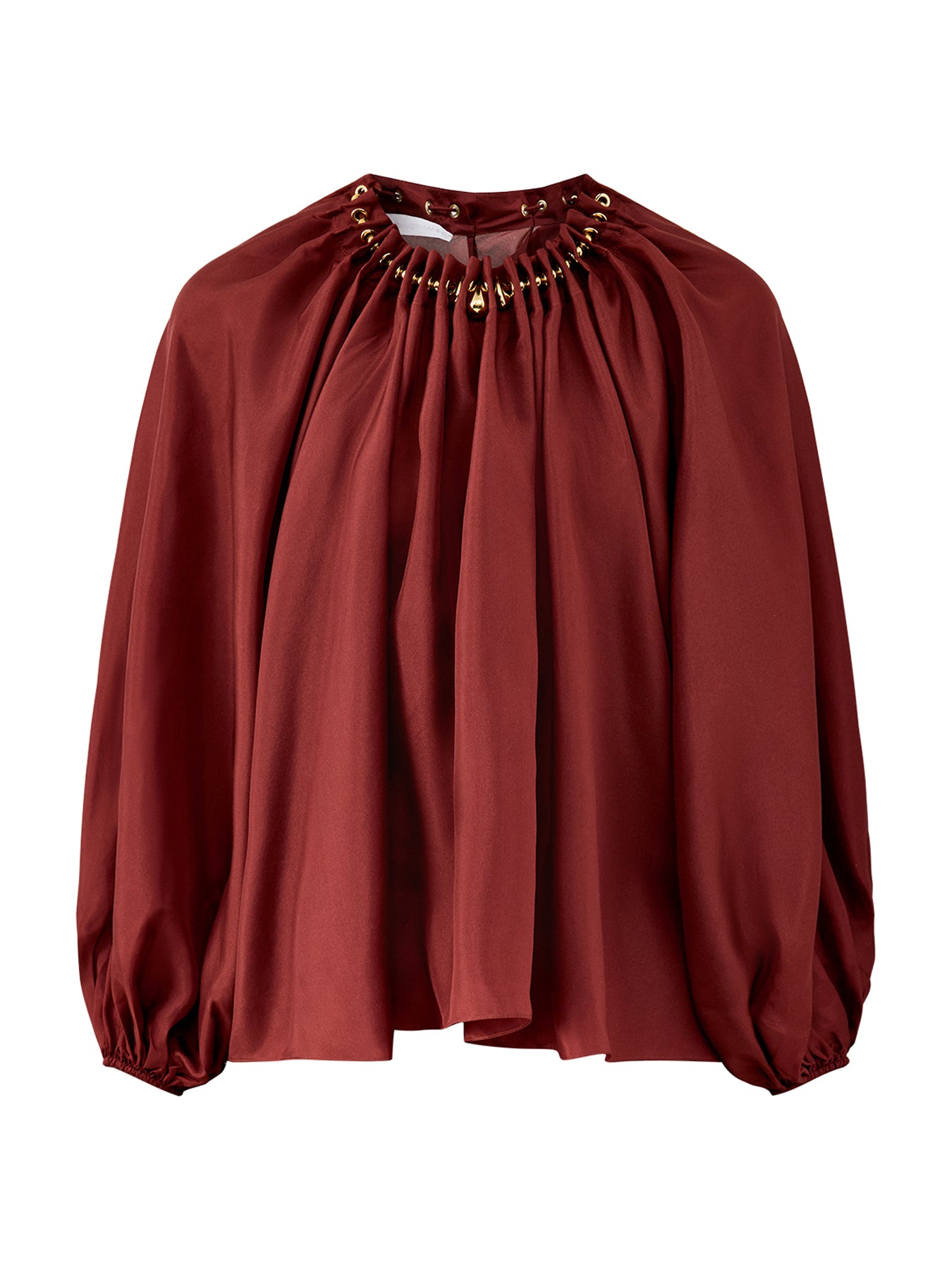Aster Gathered Bead Blouse Burgundy