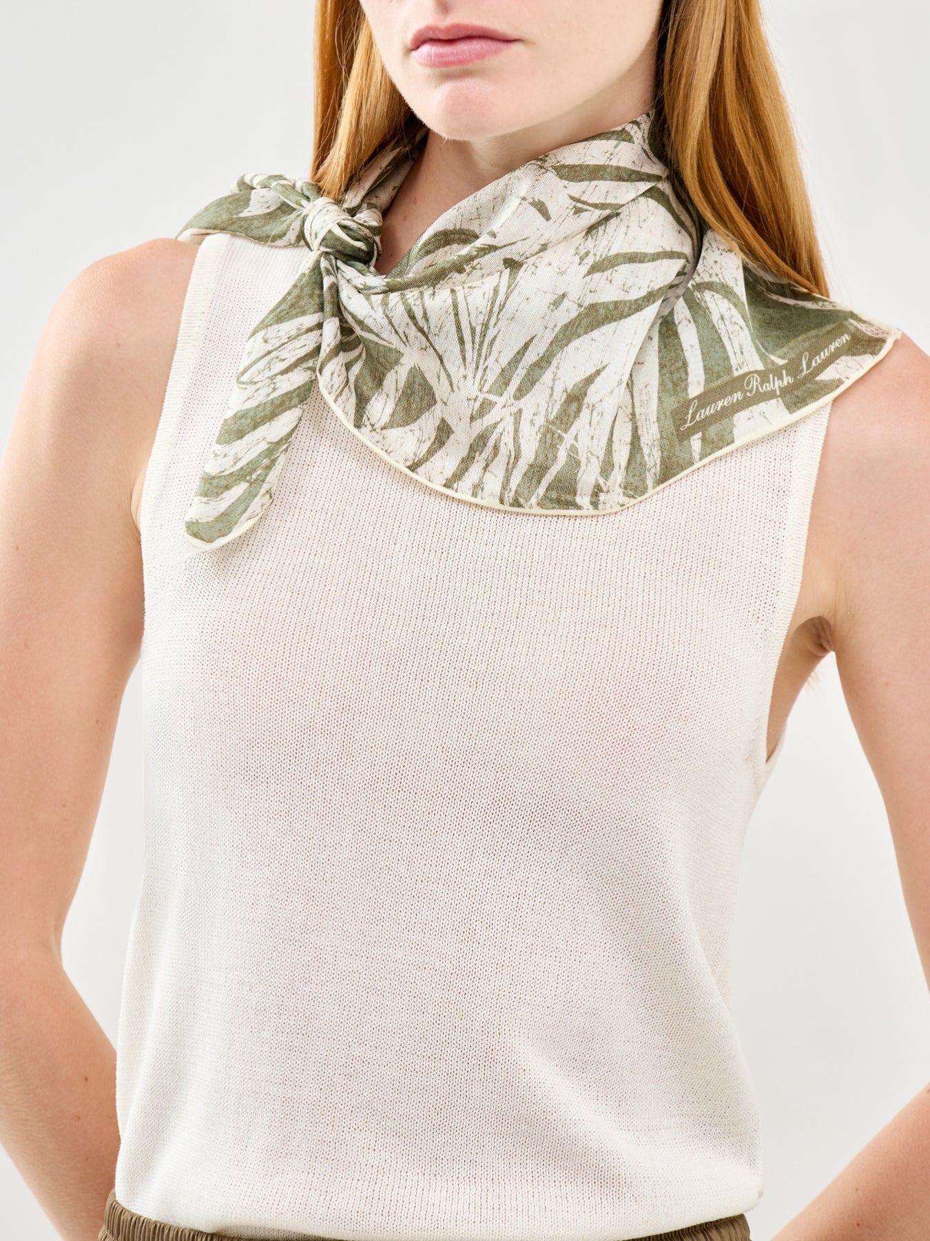 Palm Leaves Square Scarf Green