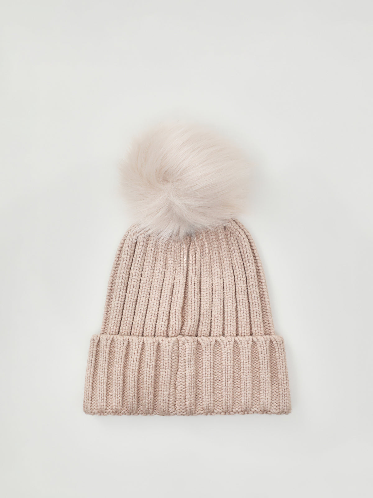 Conway Faux Fur Trim Beanie - Nutmeg