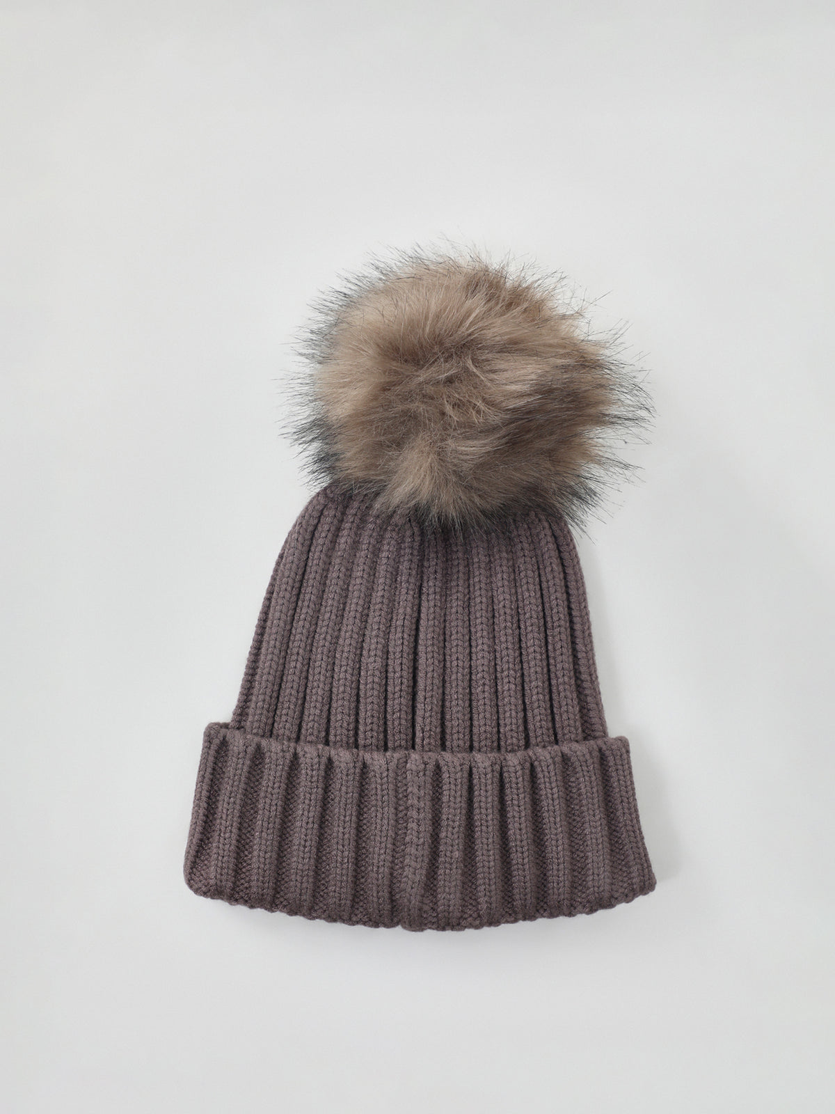 Conway Faux Fur Trim Beanie - Truffle