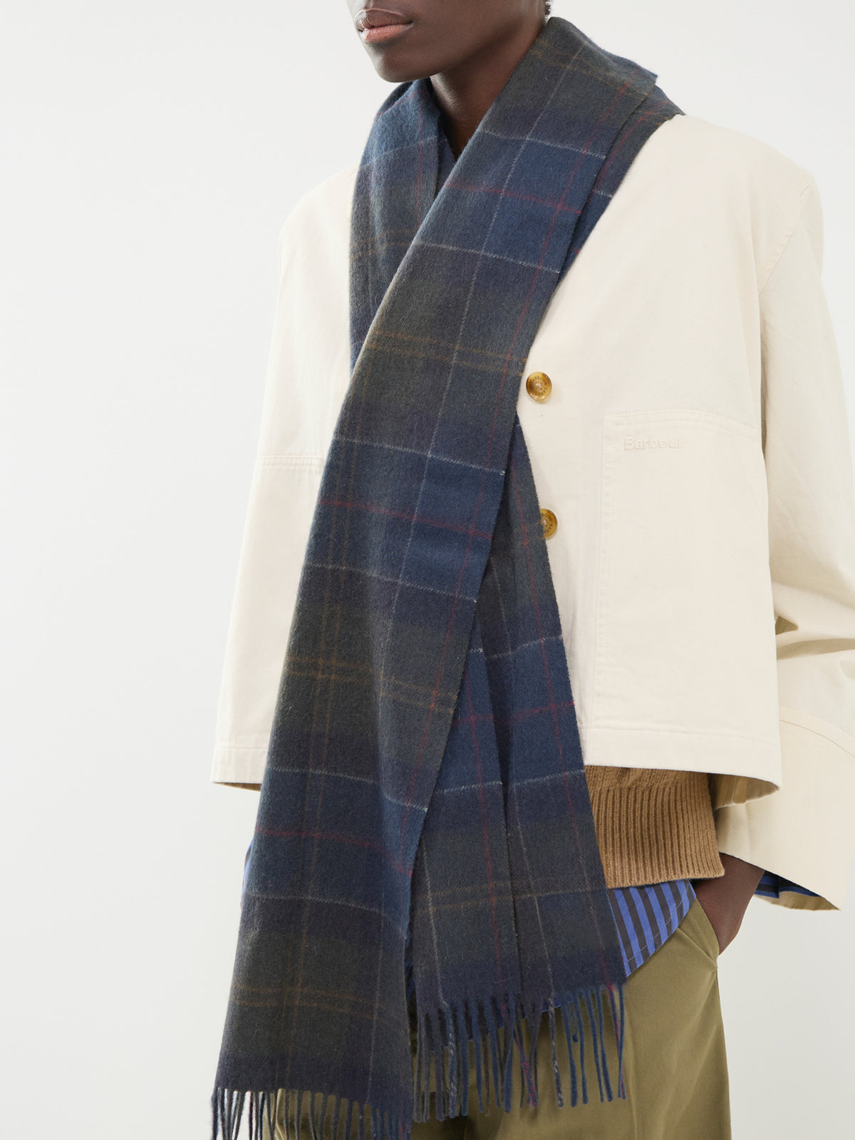 Wool & Cashmere Tartan Scarf - Shadow Classic Tartan