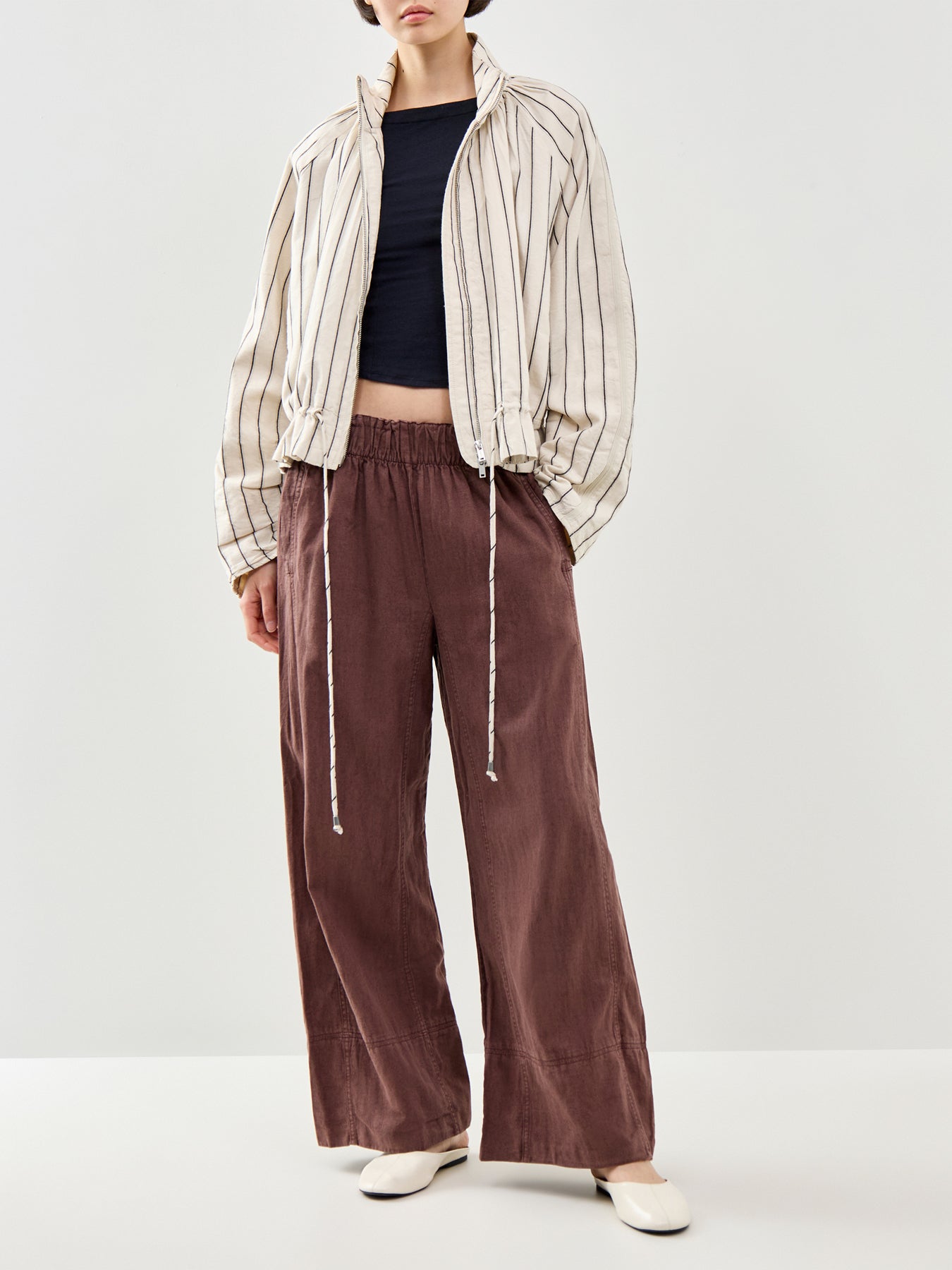 Days End Pull On Wide Leg Trousers Brown