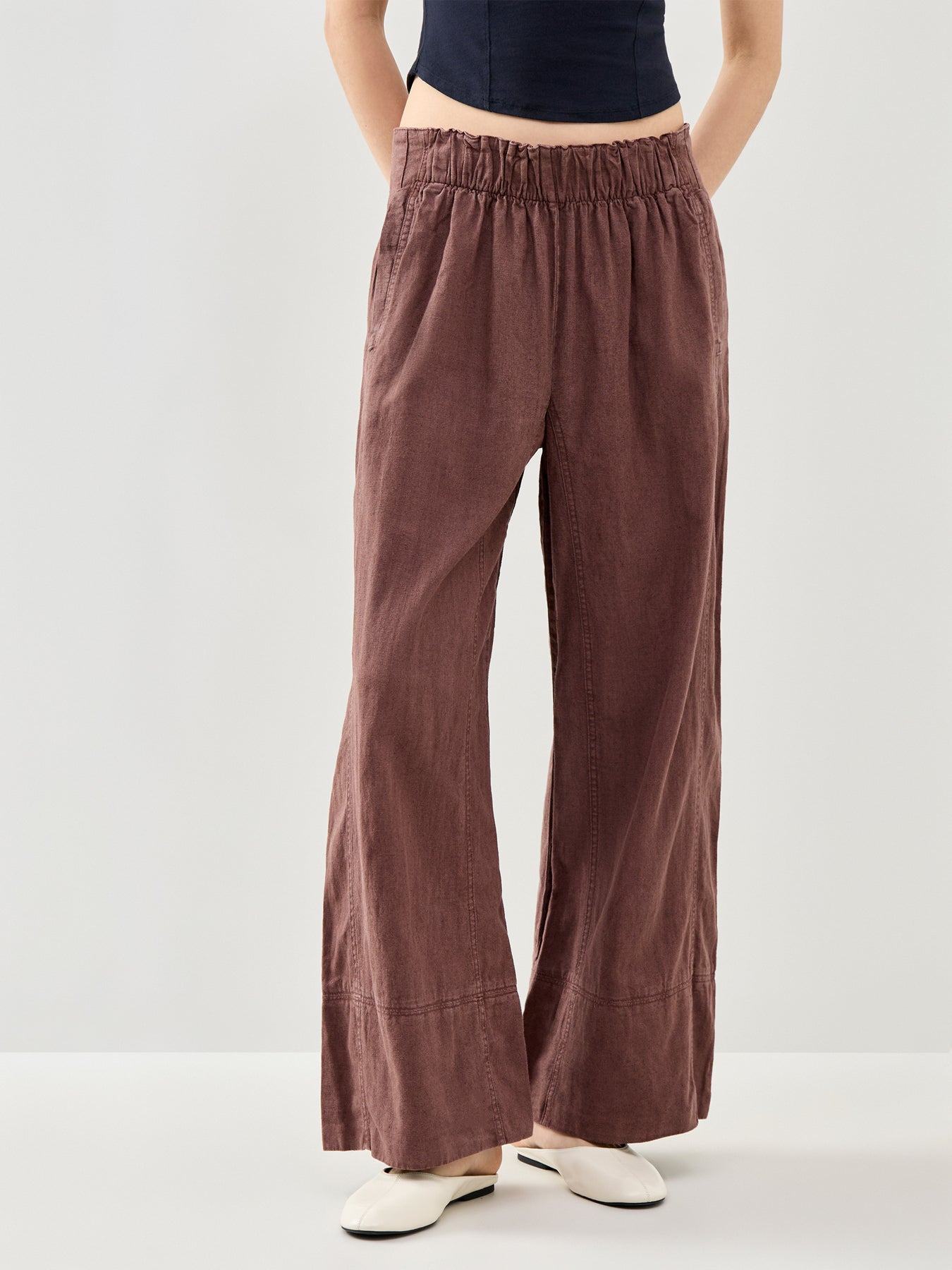 Days End Pull On Wide Leg Trousers Brown