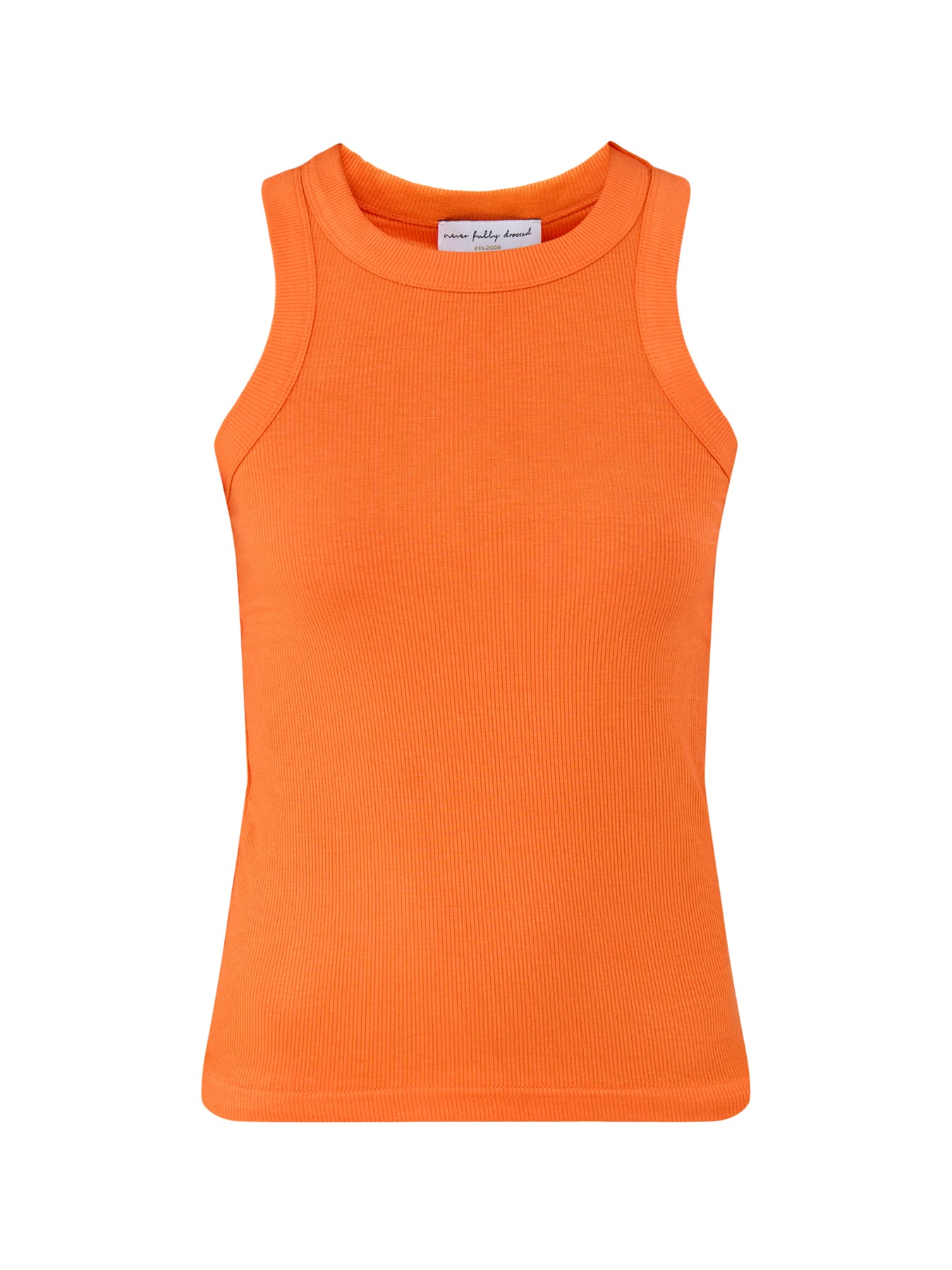 Hot Coral Rib Tank Top Orange