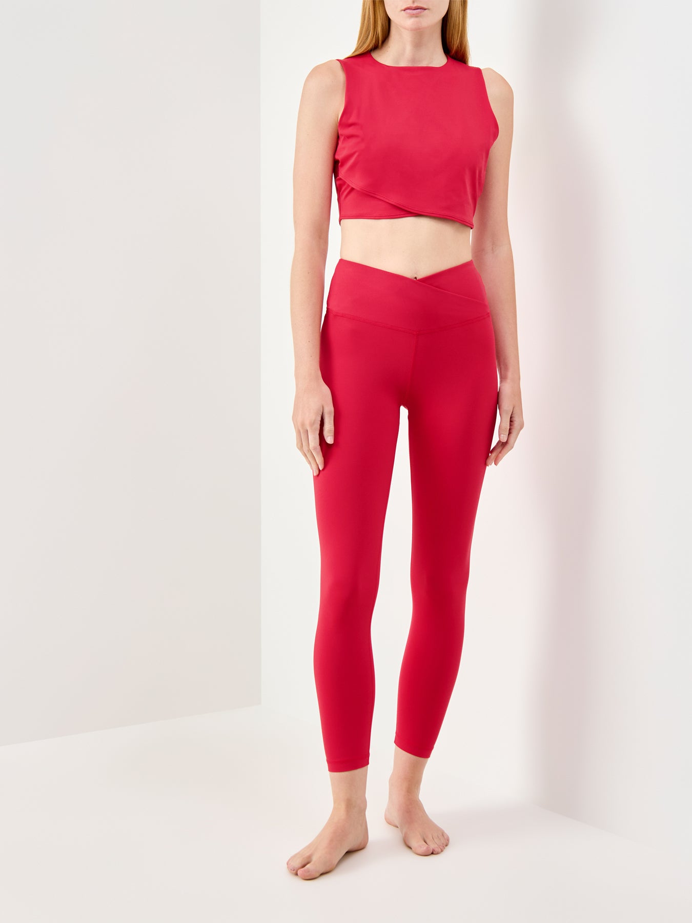 All Day 7/8 Wrap Waist Leggings Red