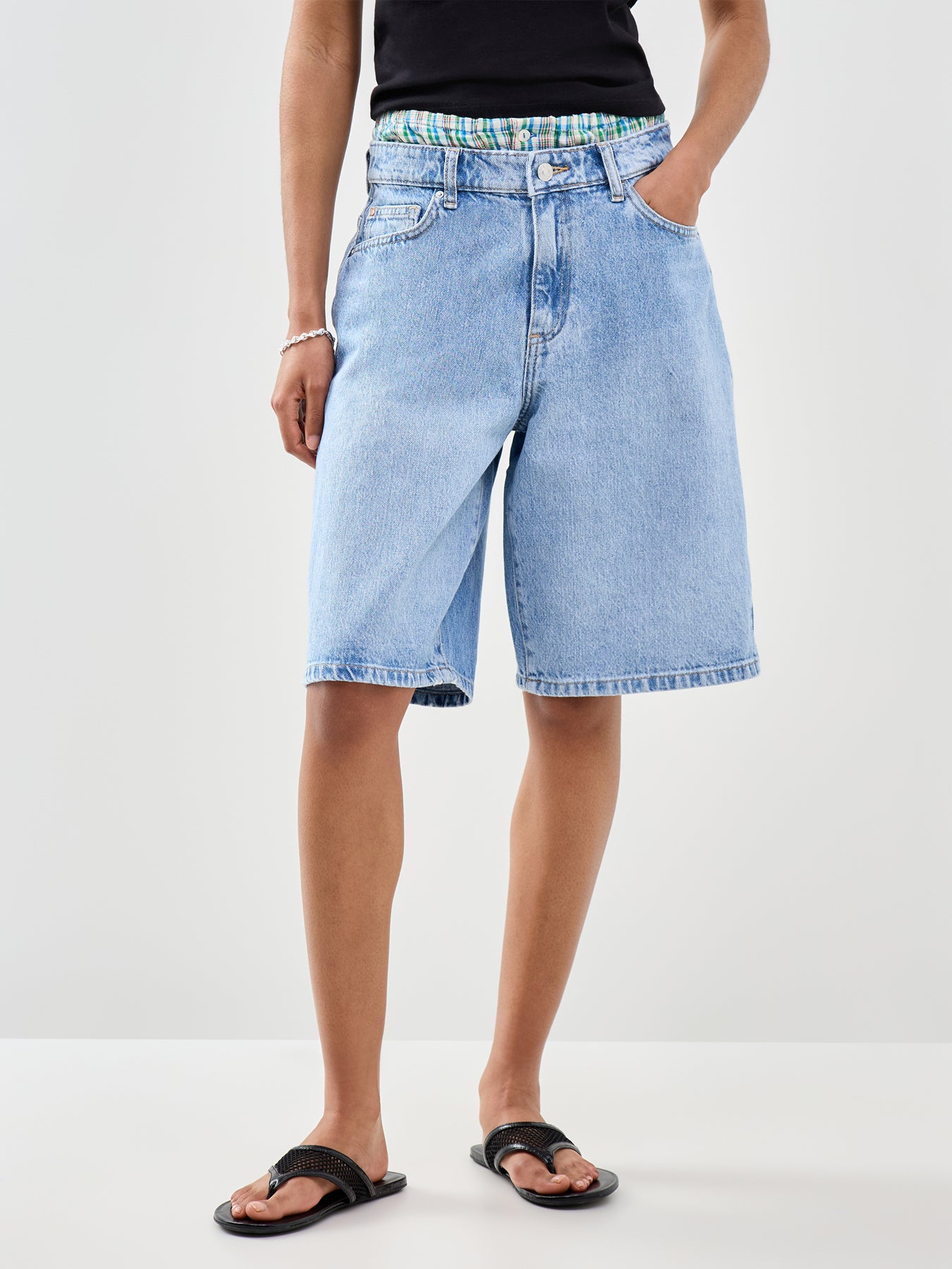 Sonny High Waisted Denim Shorts Blue
