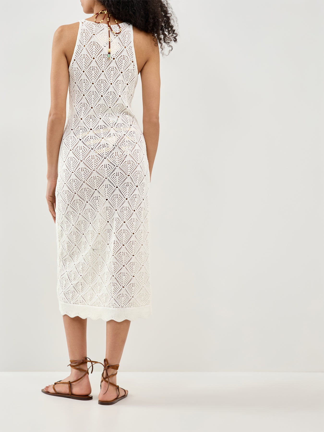 Sunflower Strap Midi Dress Cream