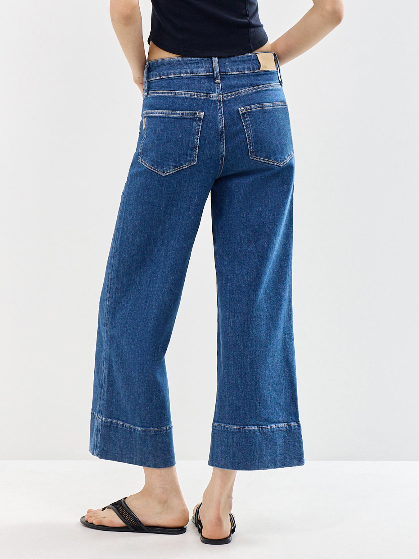 Anessa Wide Leg Cropped Jeans Blue