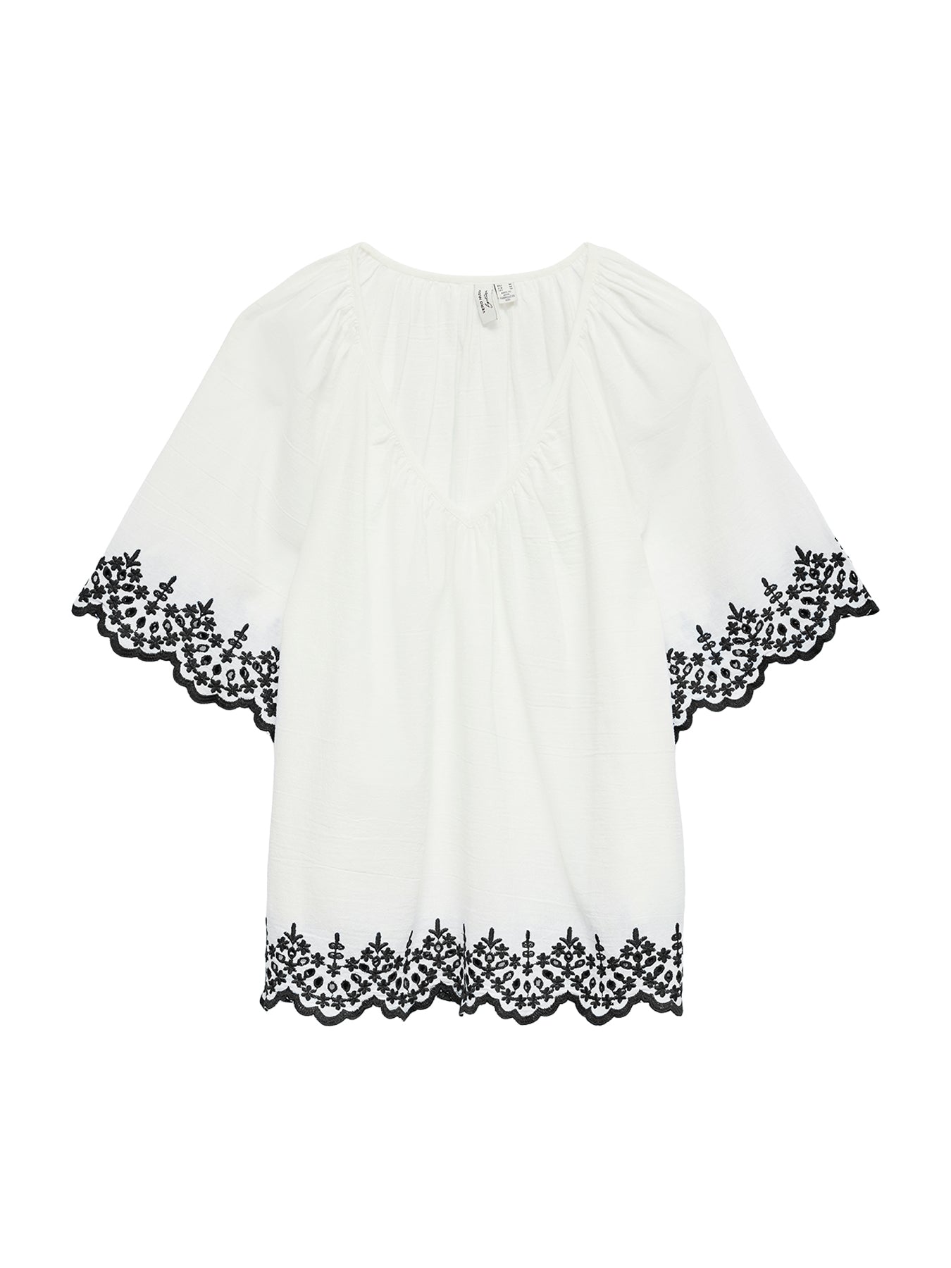 Viana Short Sleeve V-Neck Blouse White