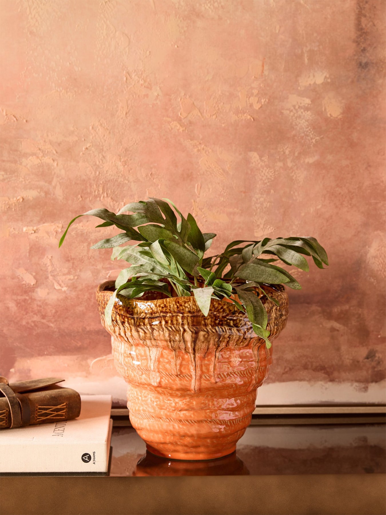 Ibiza Reactive Glaze Planter Large Orange