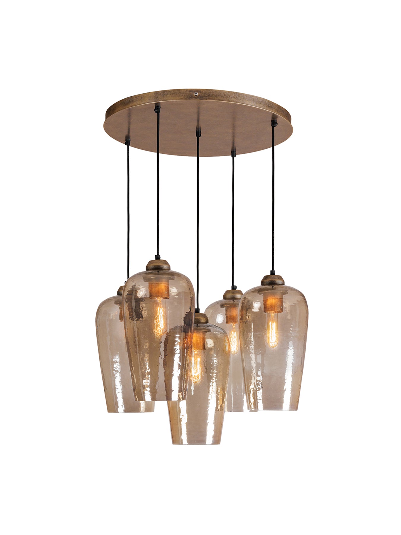 Belgrove 5 Light Cluster Pendant Brown