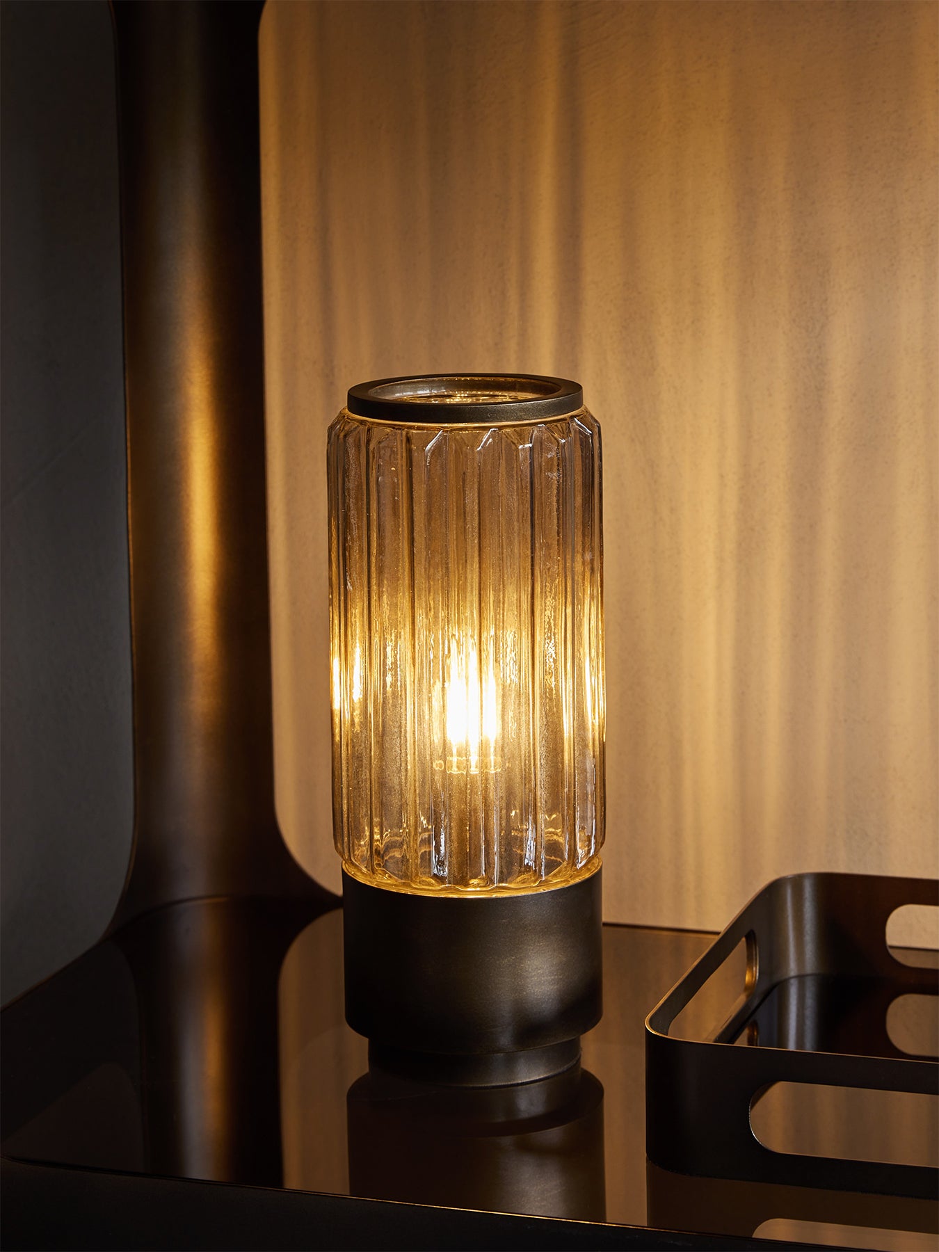 Eleanor Glass Table Uplighter Large Brown