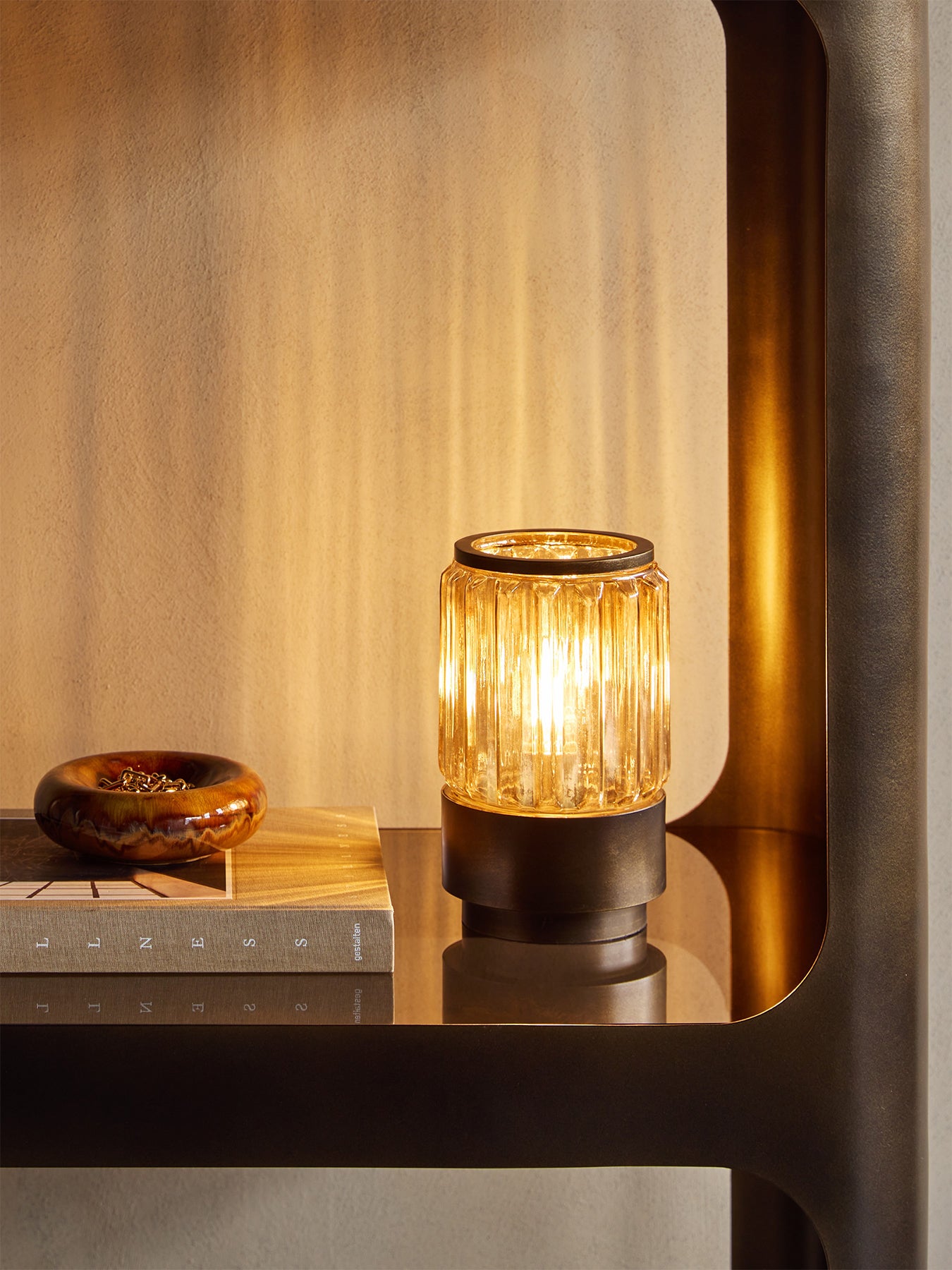 Eleanor Glass Table Uplighter Small Brown