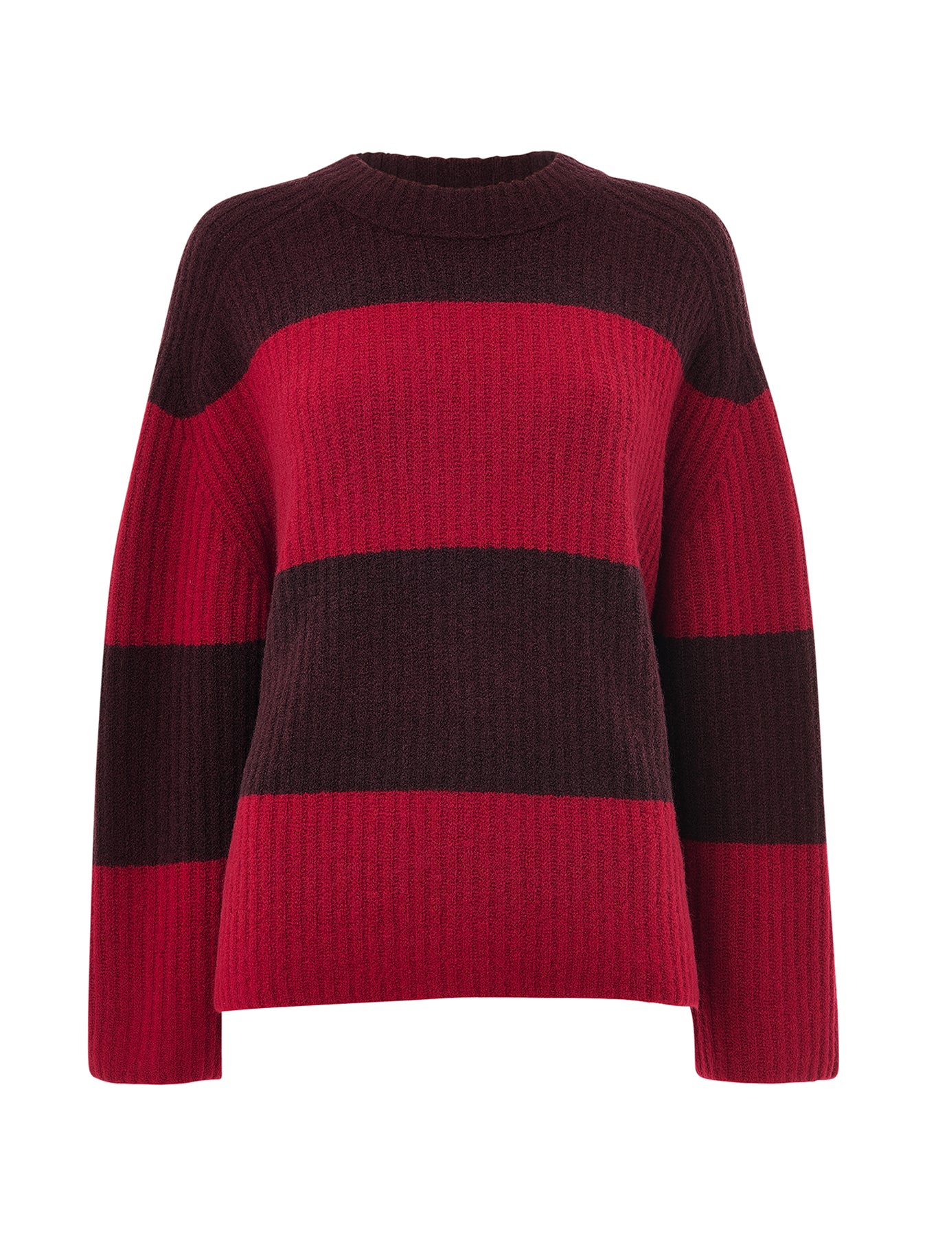 Wool Mix Wide Stripe Knit Red