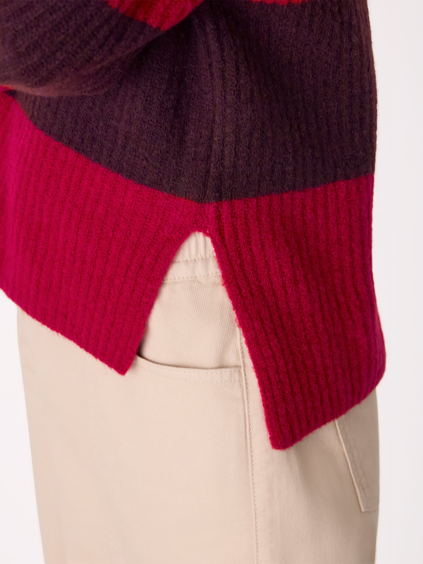Wool Mix Wide Stripe Knit Red