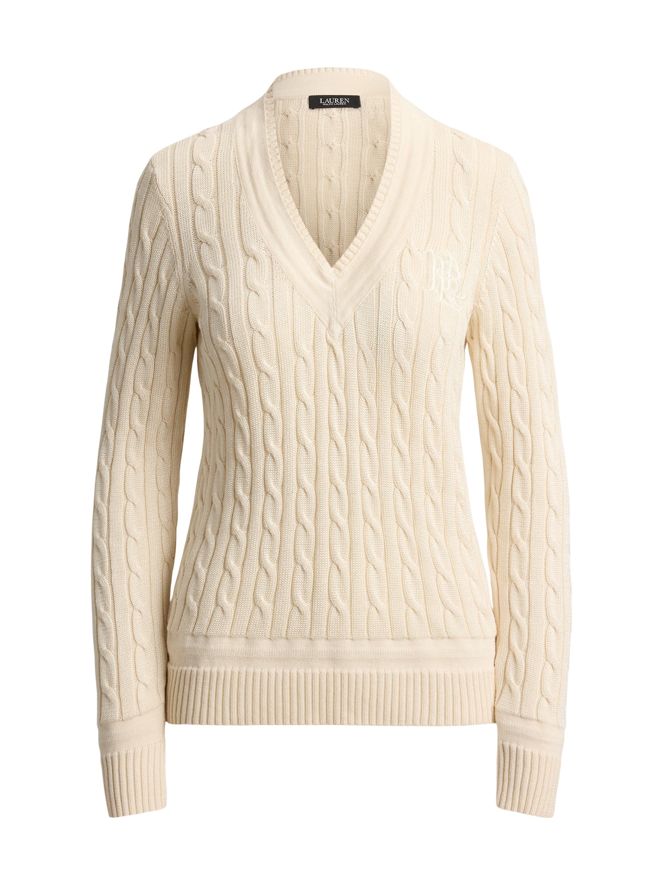 Meren Cable Knit V-Neck Jumper Cream
