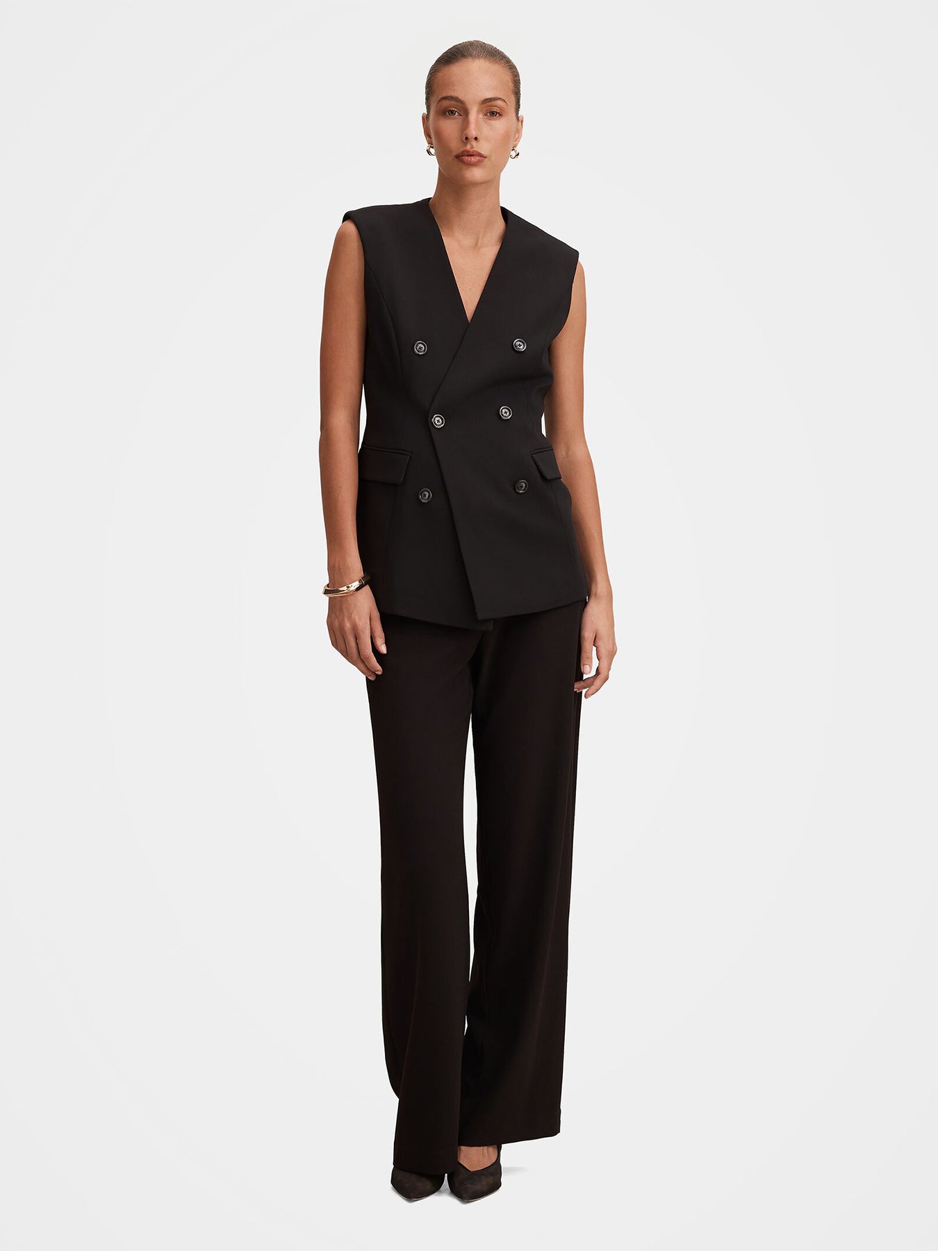 Myra Sleeveless Blazer Black