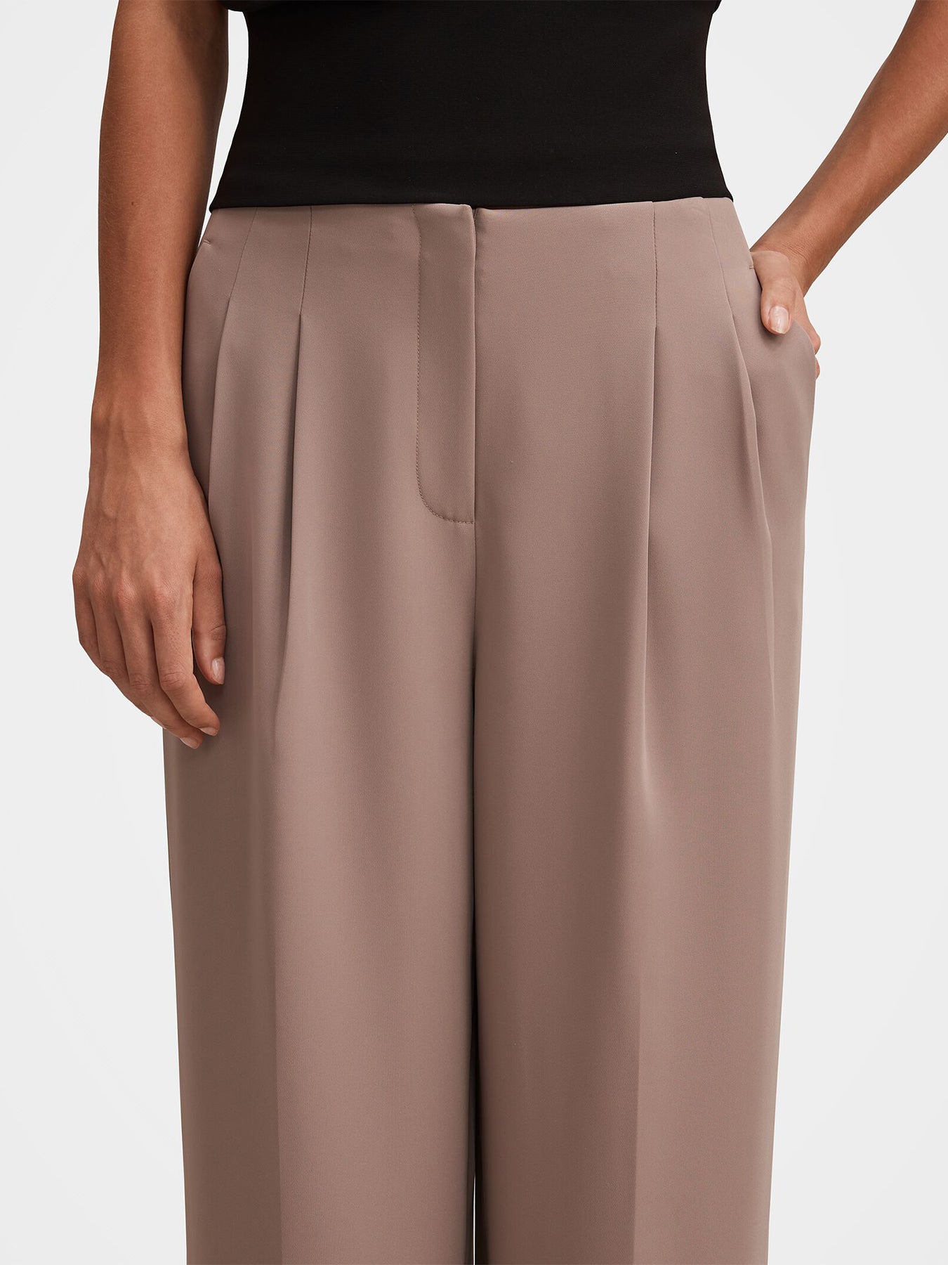 Julia Pleated Wide Leg Pants Brown