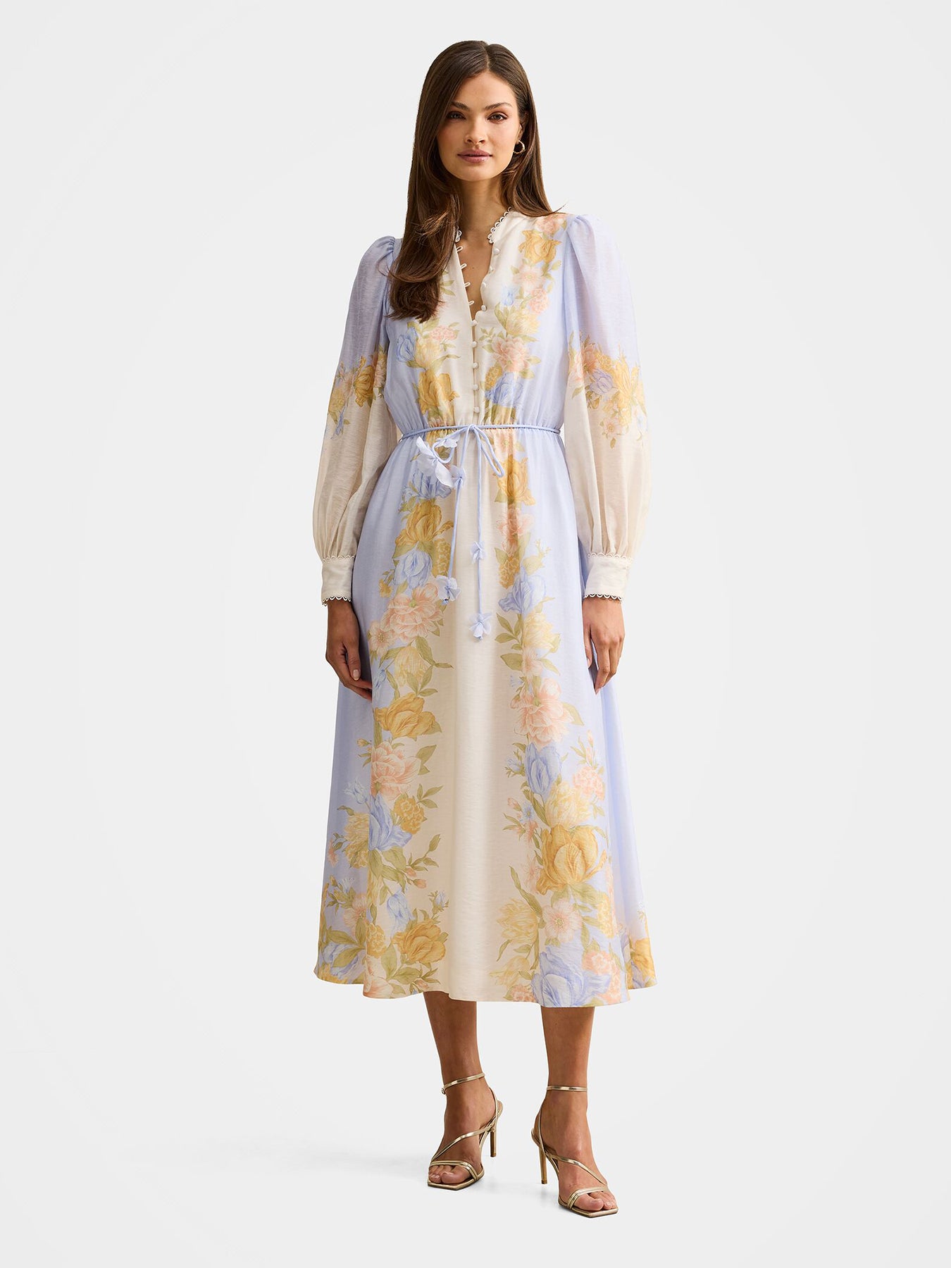 Christina Printed Midi Dress Blue