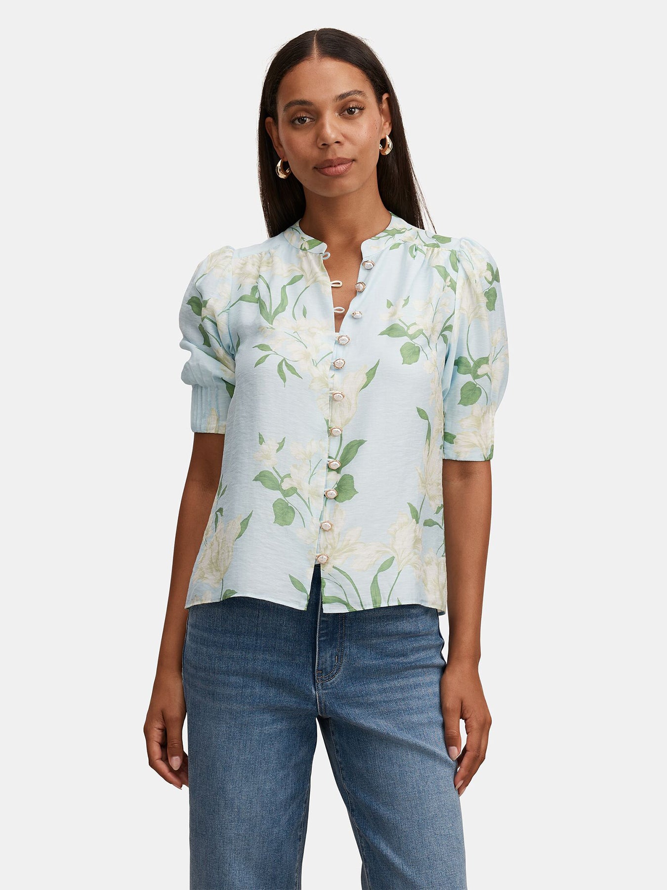 Tahlia Tuck Detail Blouse Blue