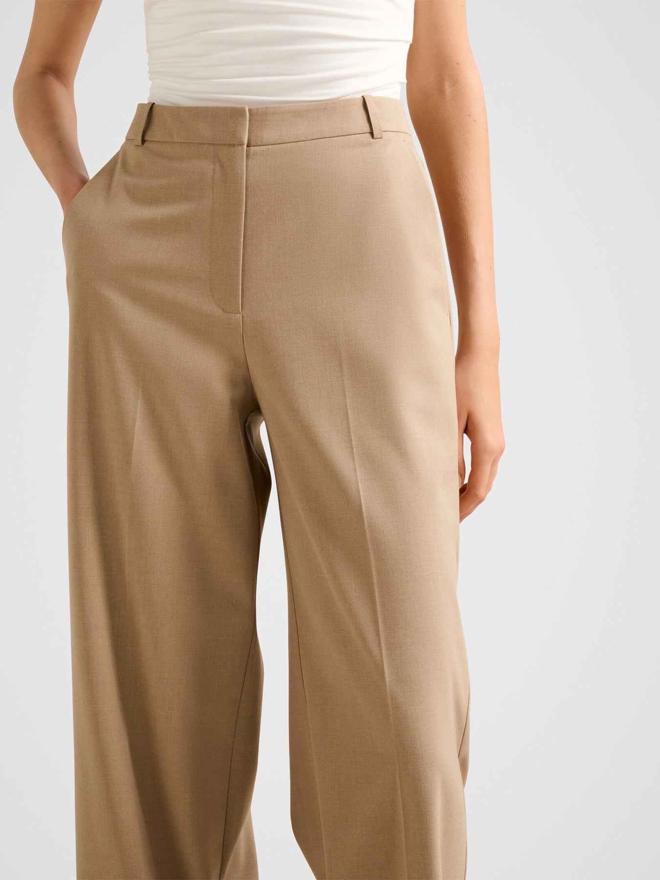Sophia Wide Leg Trousers Beige