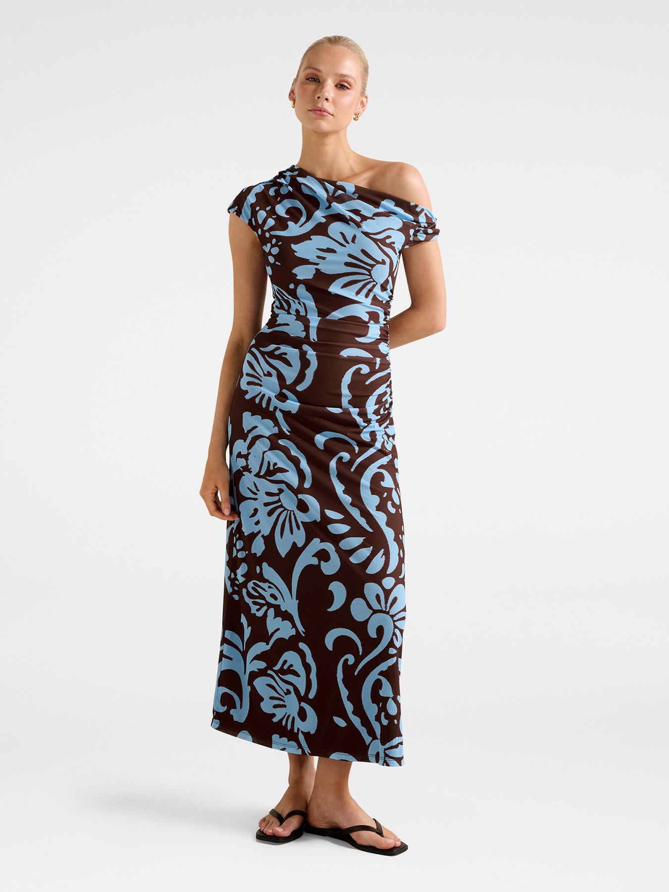 Paris Draped Mesh Midi Dress Multi