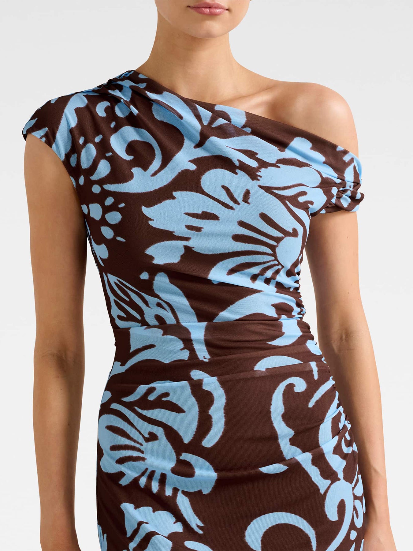 Paris Draped Mesh Midi Dress Multi