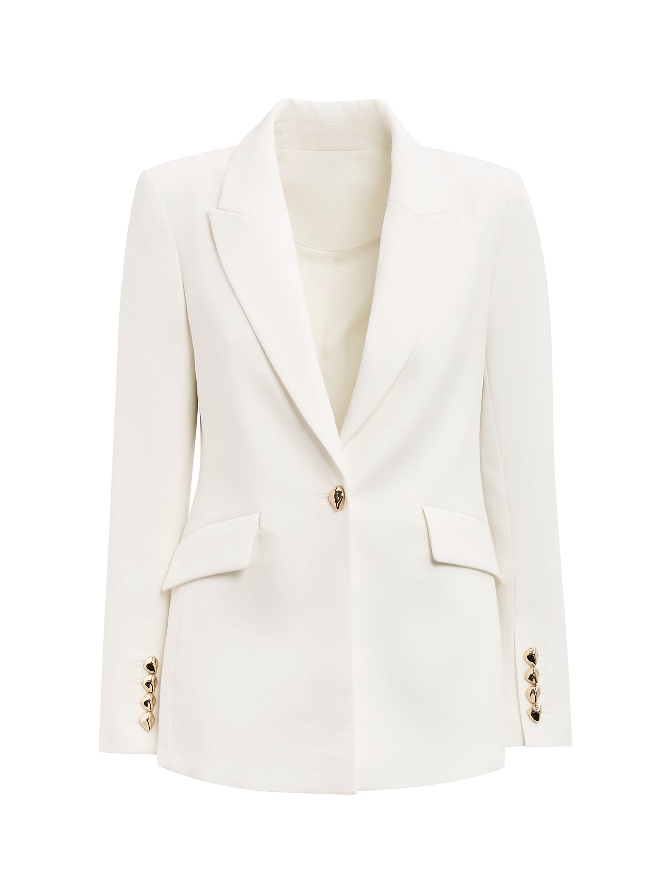 Trixie Gold Button Blazer White