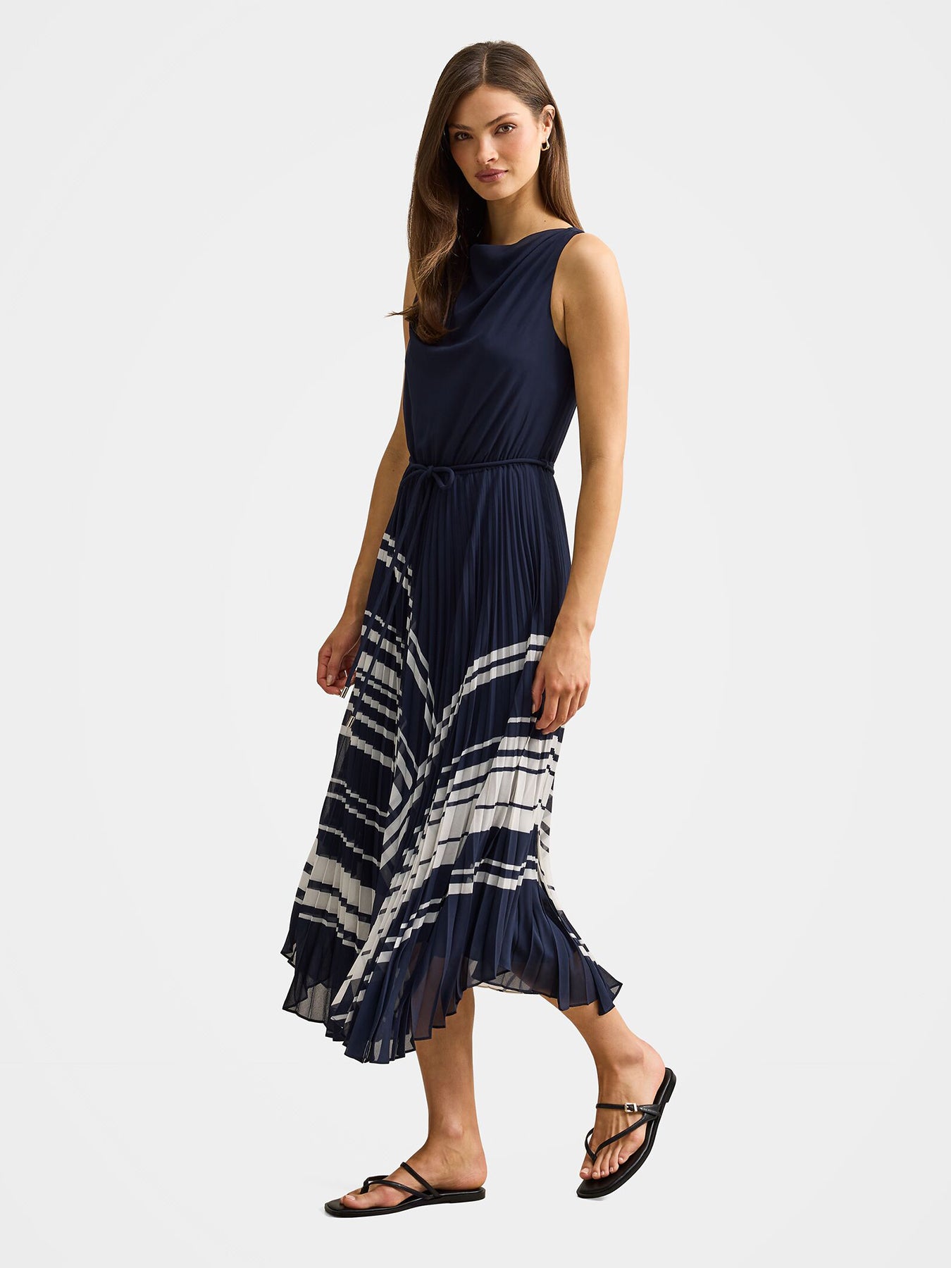 Addie Pleated Midi Dress Blue