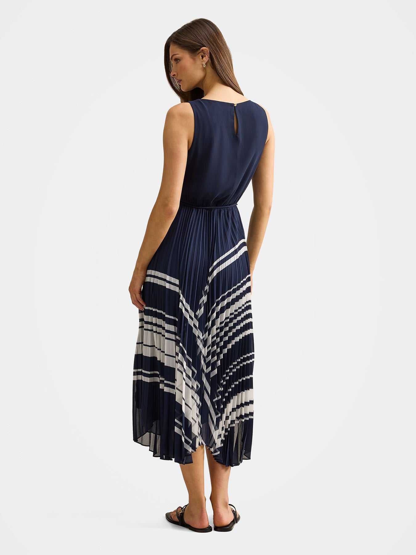 Addie Pleated Midi Dress Blue