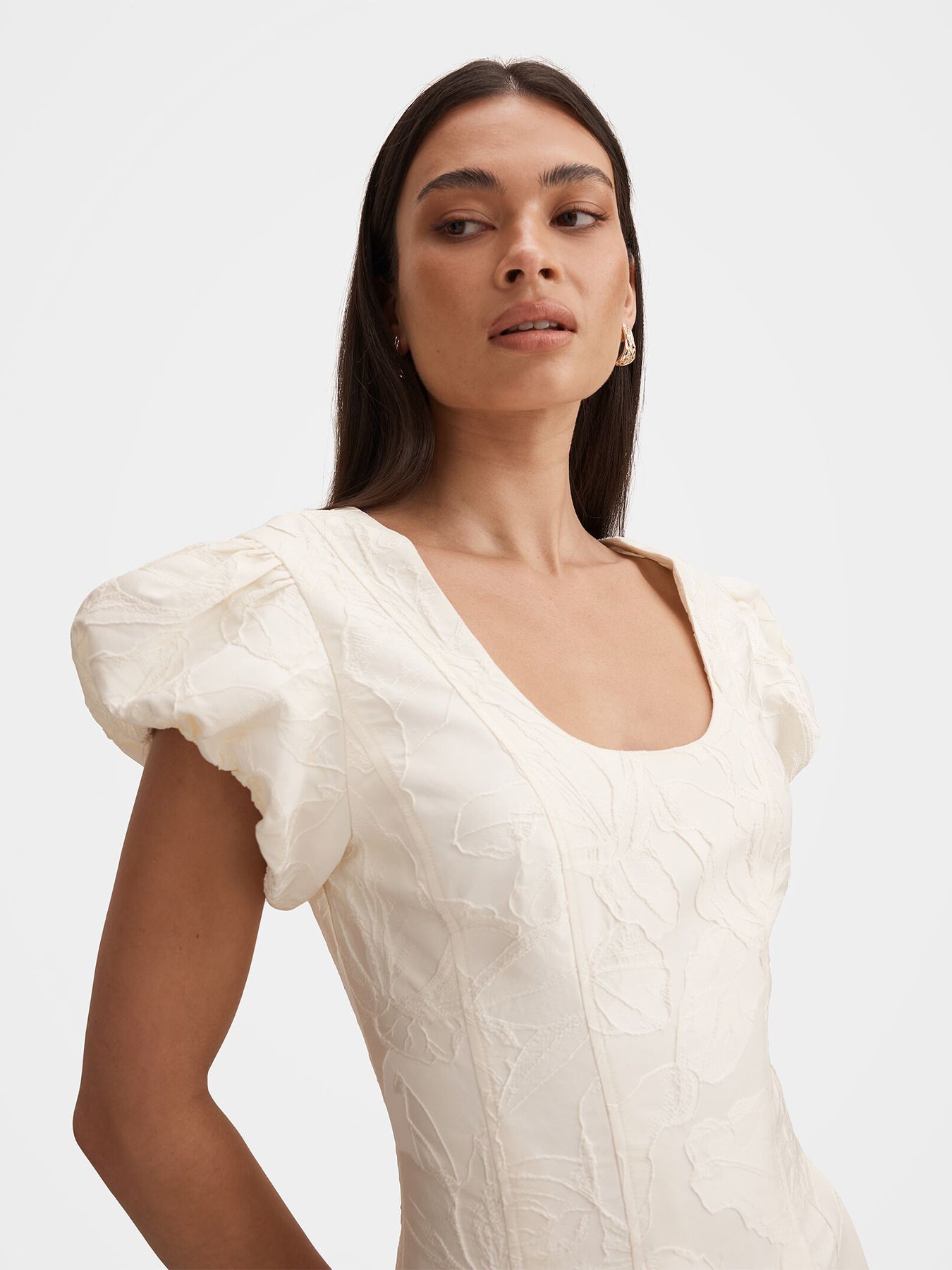Lily Jacquard Midi Dress White