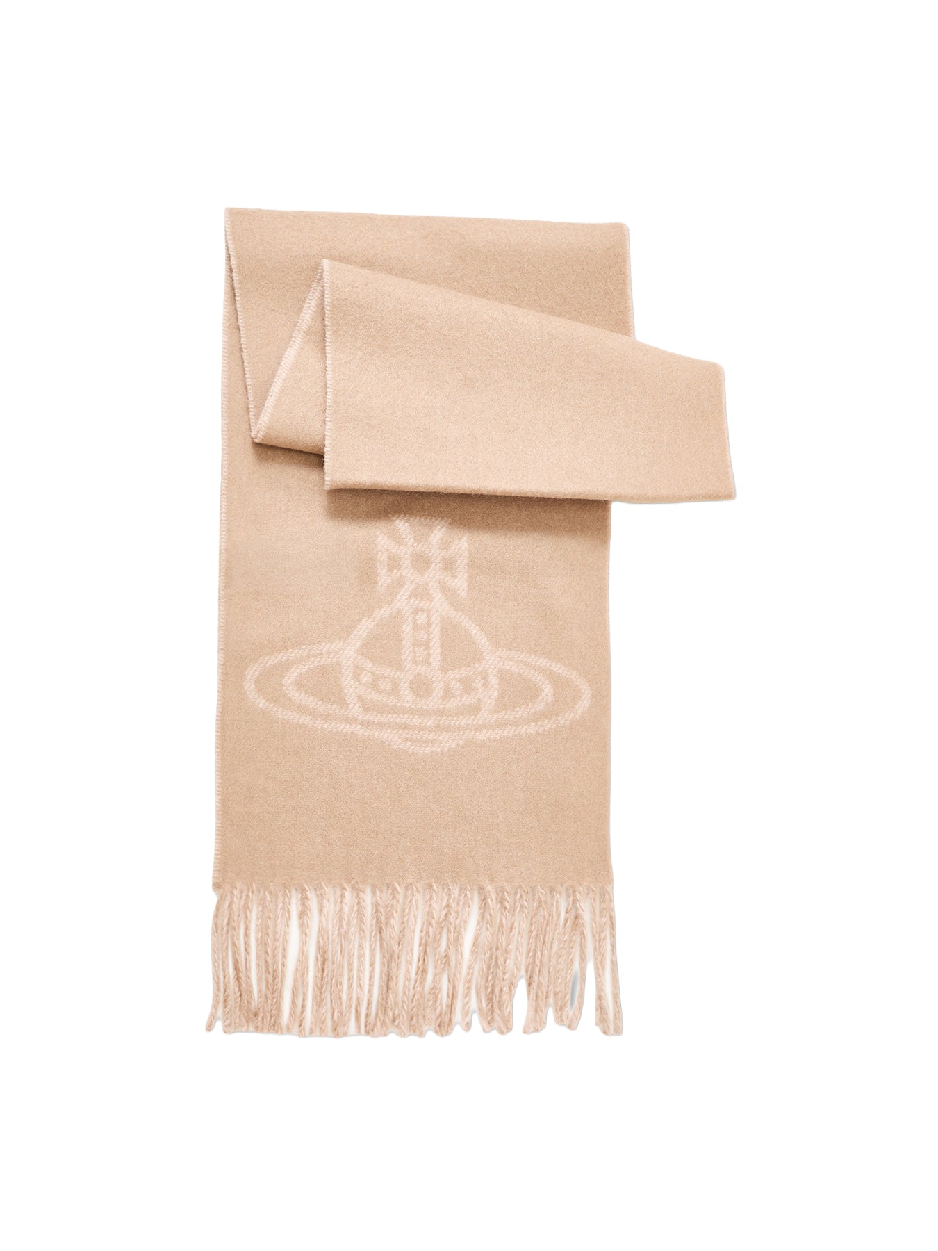 Double Face Orb Logo Wool Scarf Tan