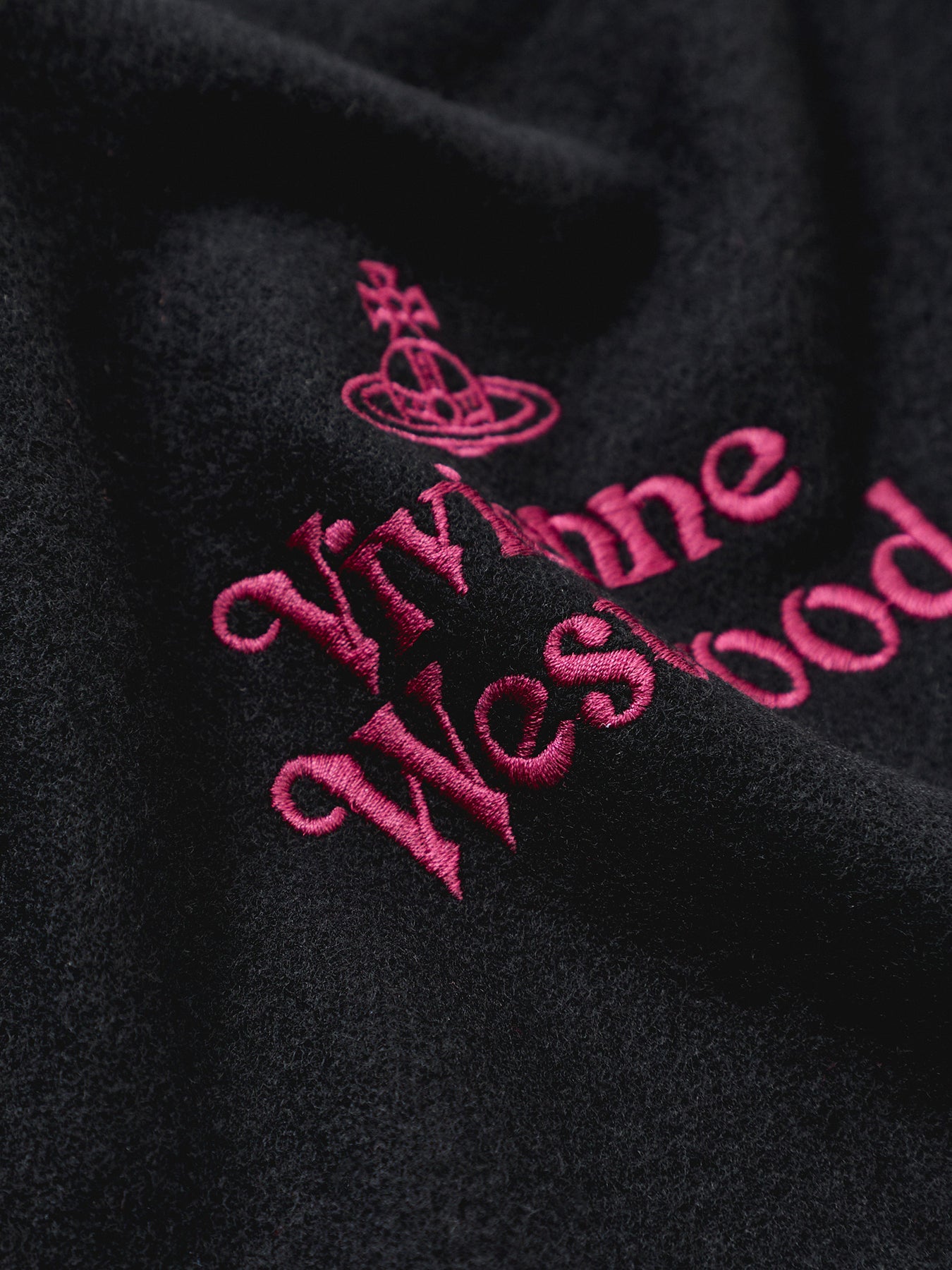 Embroidered Logo Scarf Black