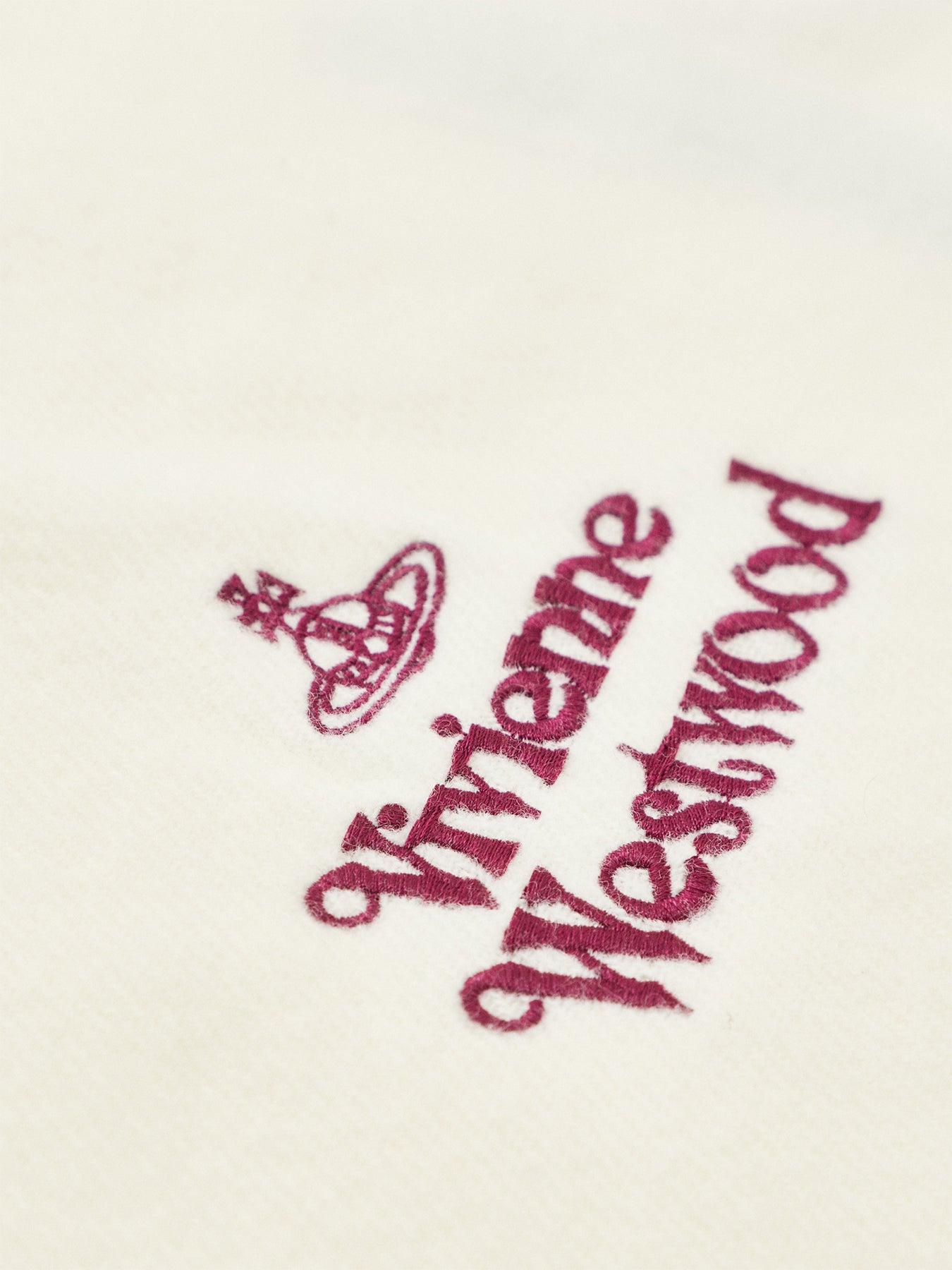 Embroidered Logo Wool Scarf White