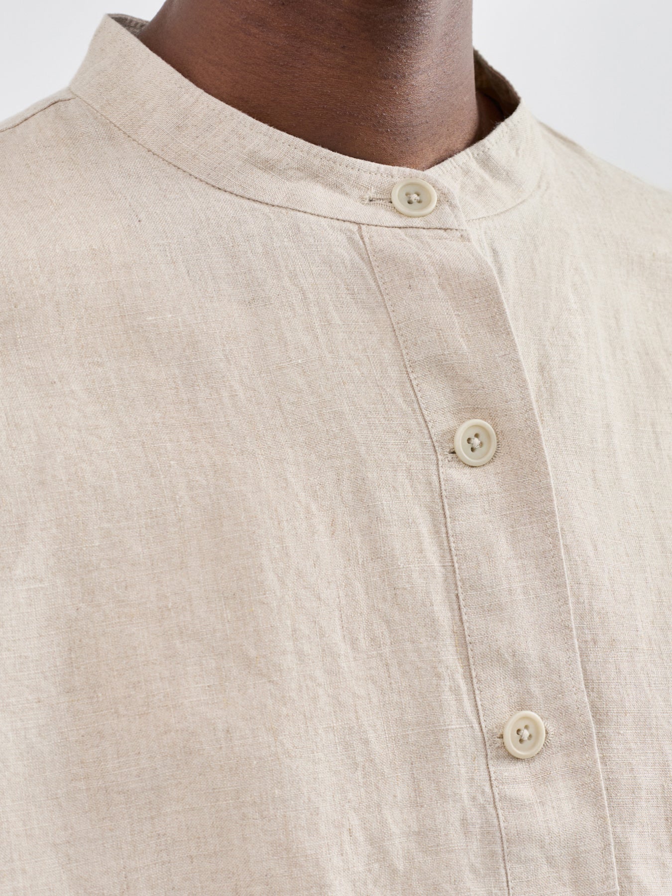 Mandarin Collar Shirt Jacket Beige
