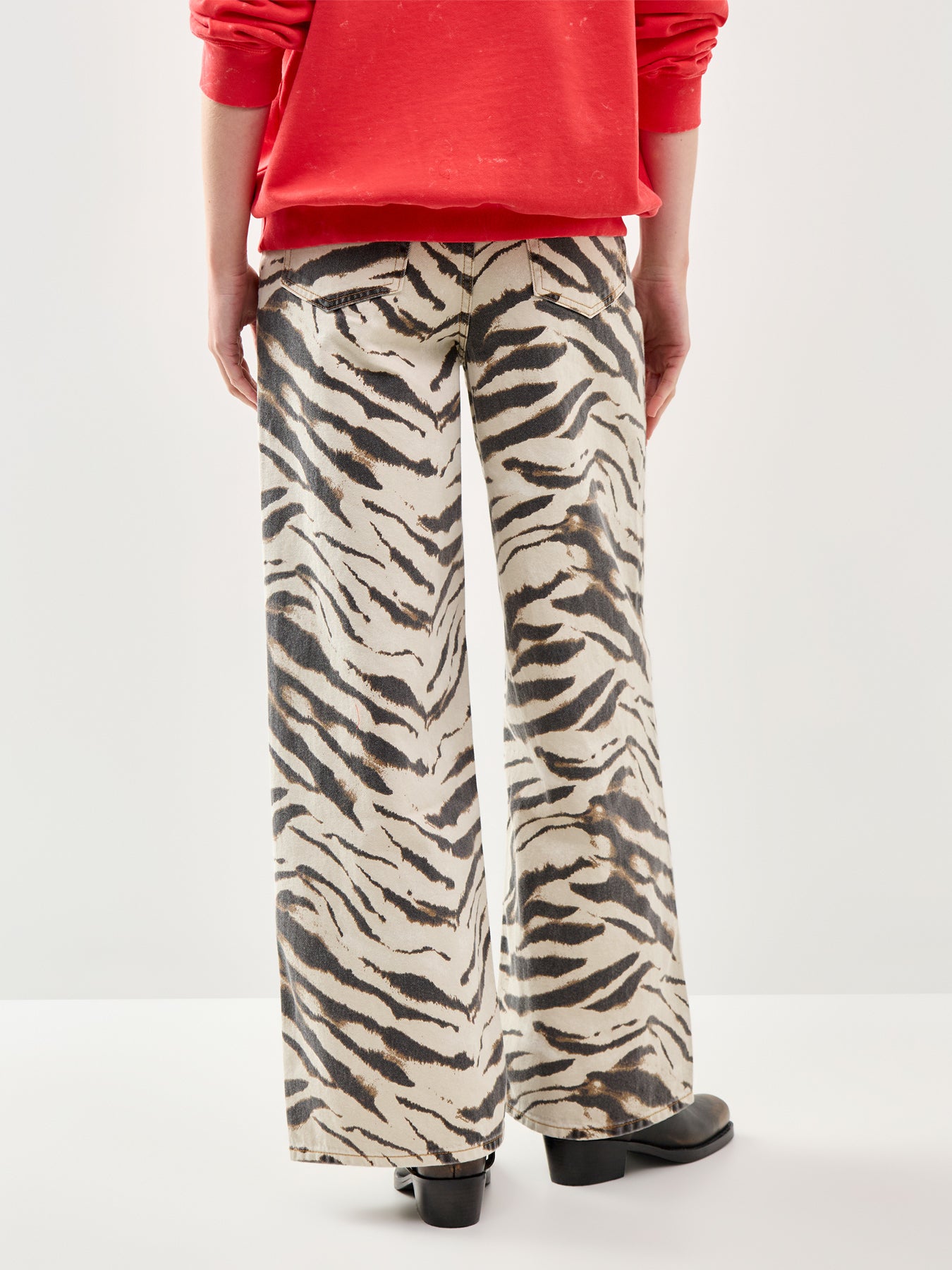 Print Denim Lari Jeans Egret
