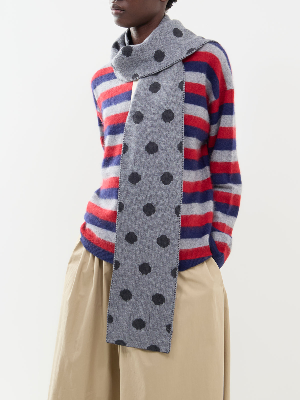 Merion Reversible Wool Scarf - Grey Spot