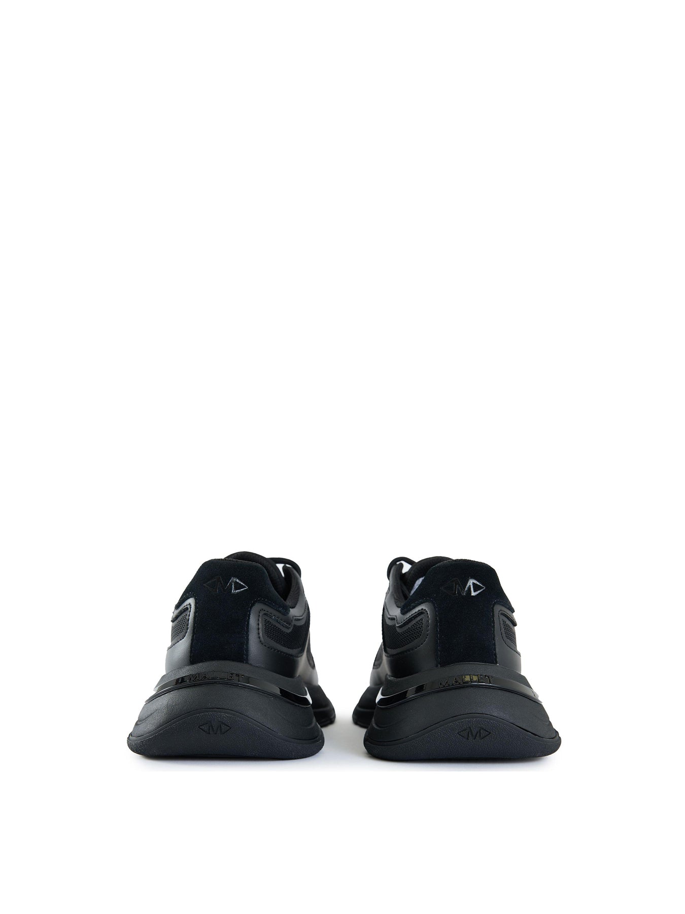 Mens MALLET Alton Black Out Leather Trainers Black