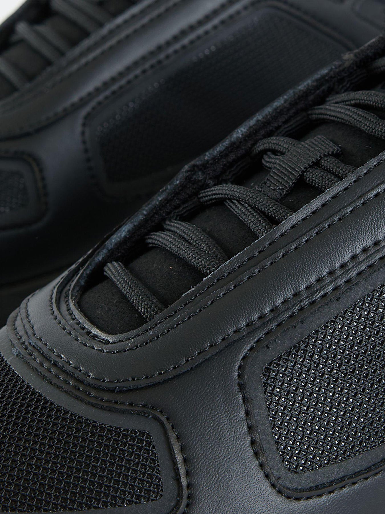 Mens MALLET Alton Black Out Leather Trainers Black