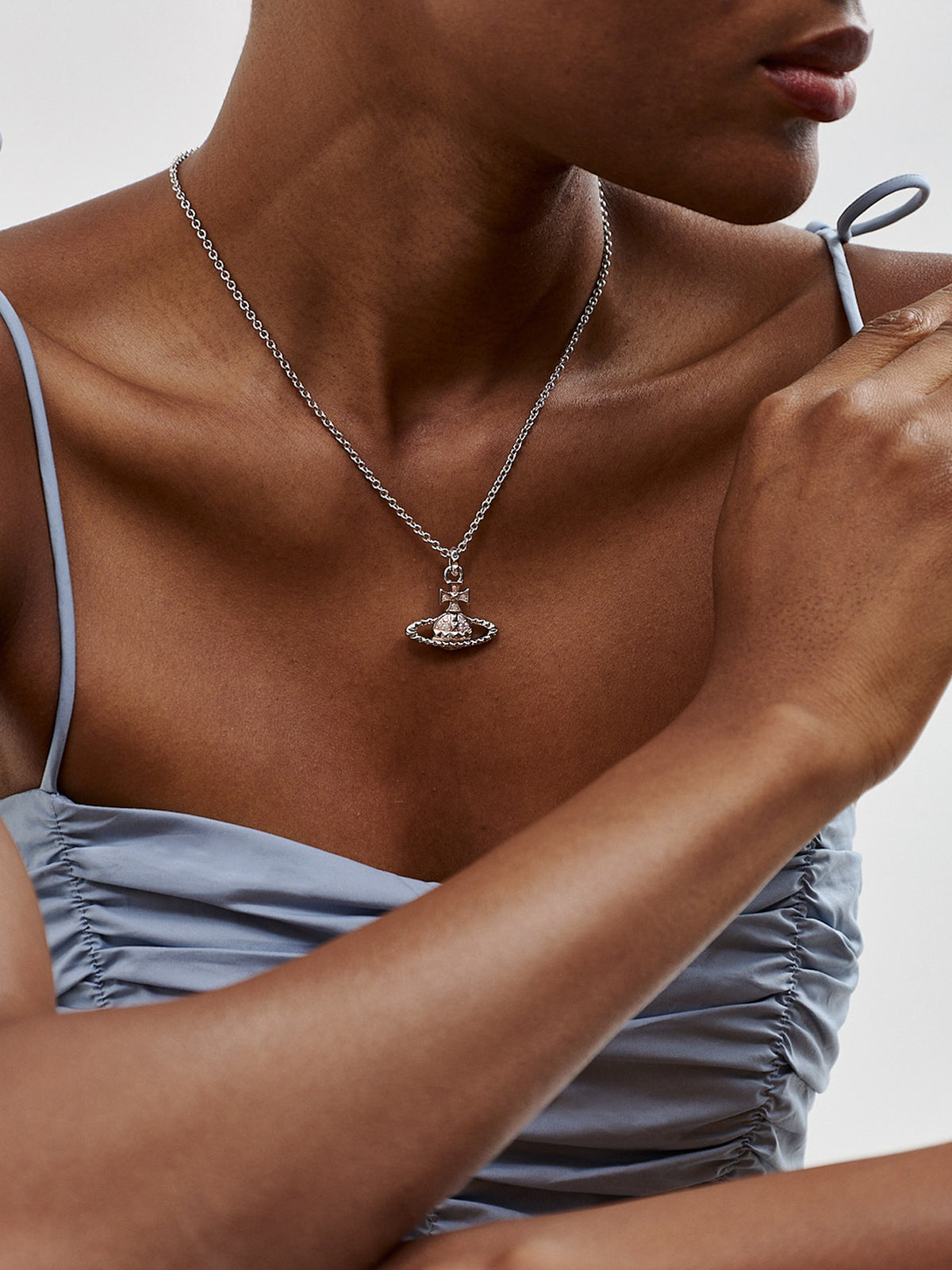 Mayfair Bas Relief Pendant Necklace Silver