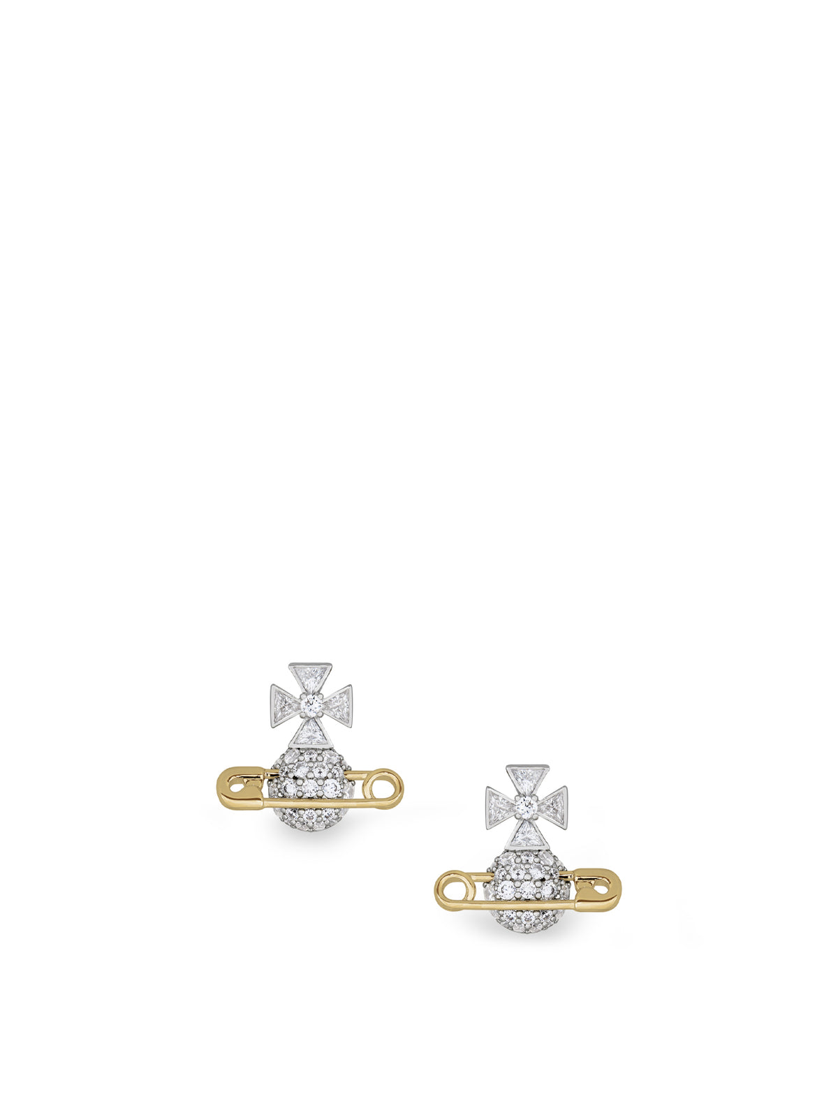Hectorina Cubic Zirconia Stud Earrings – Silver & Gold