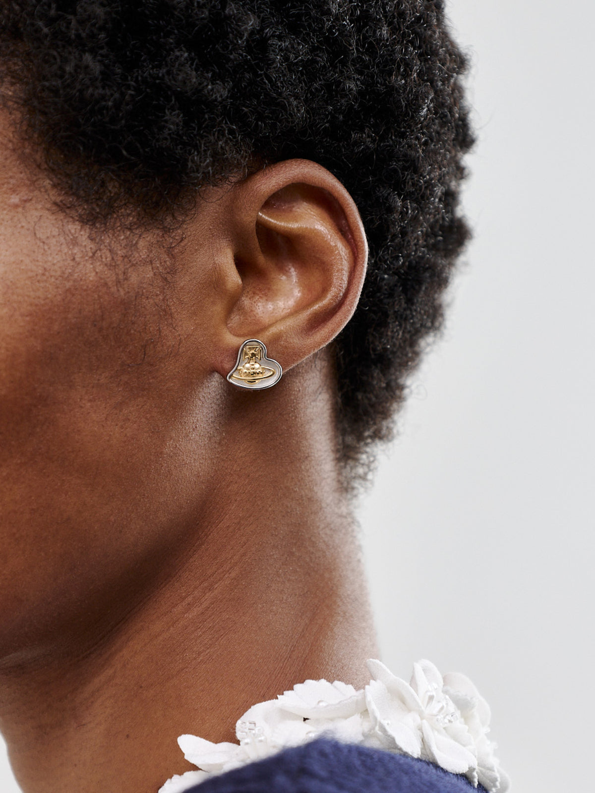 Faye Heart Stud Earrings Silver
