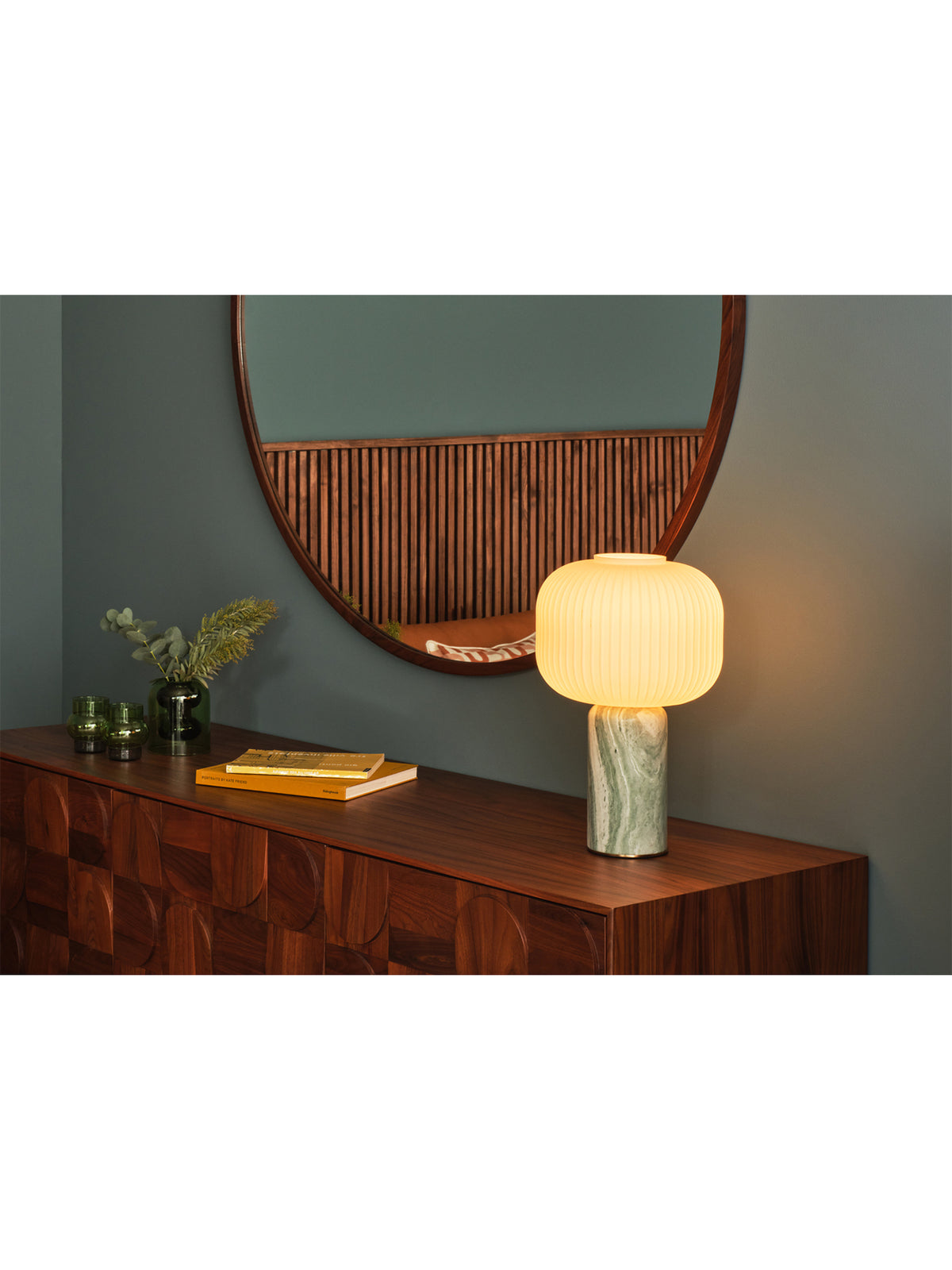 Opal Lantern Table Lamp Jadeite Marble