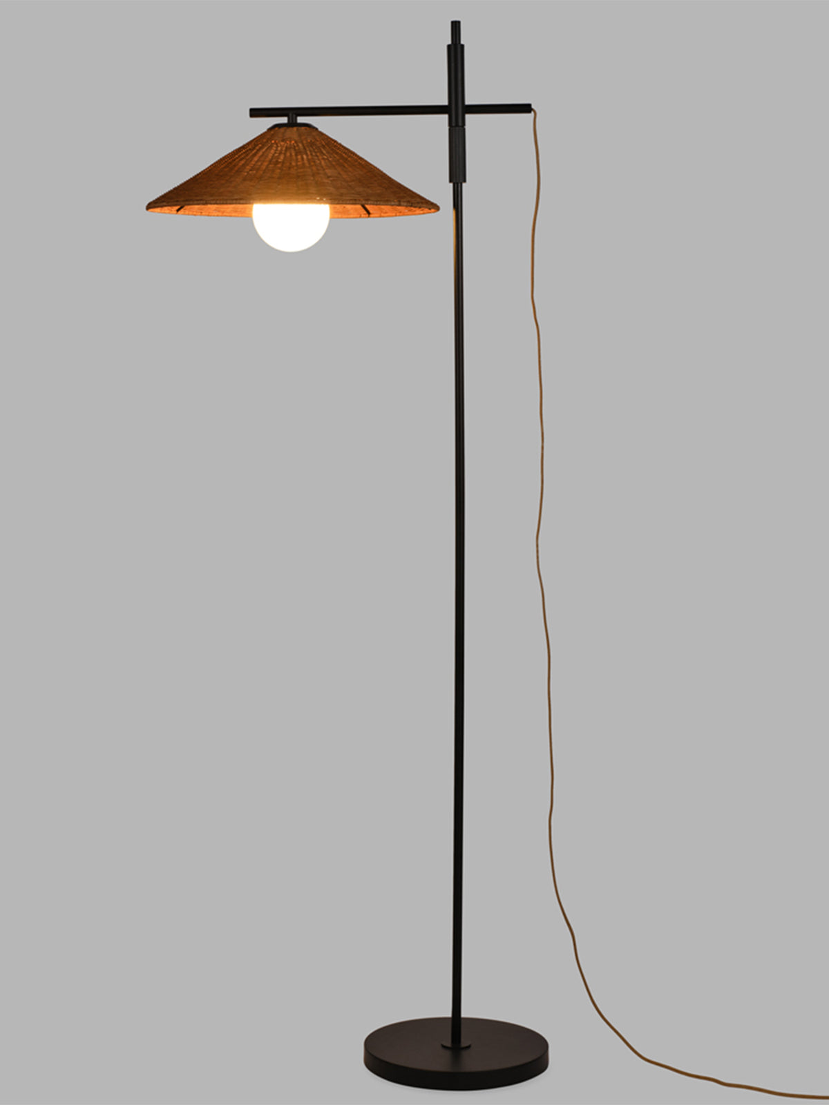 Armstrong Adjustable Floor Lamp Black/Rattan